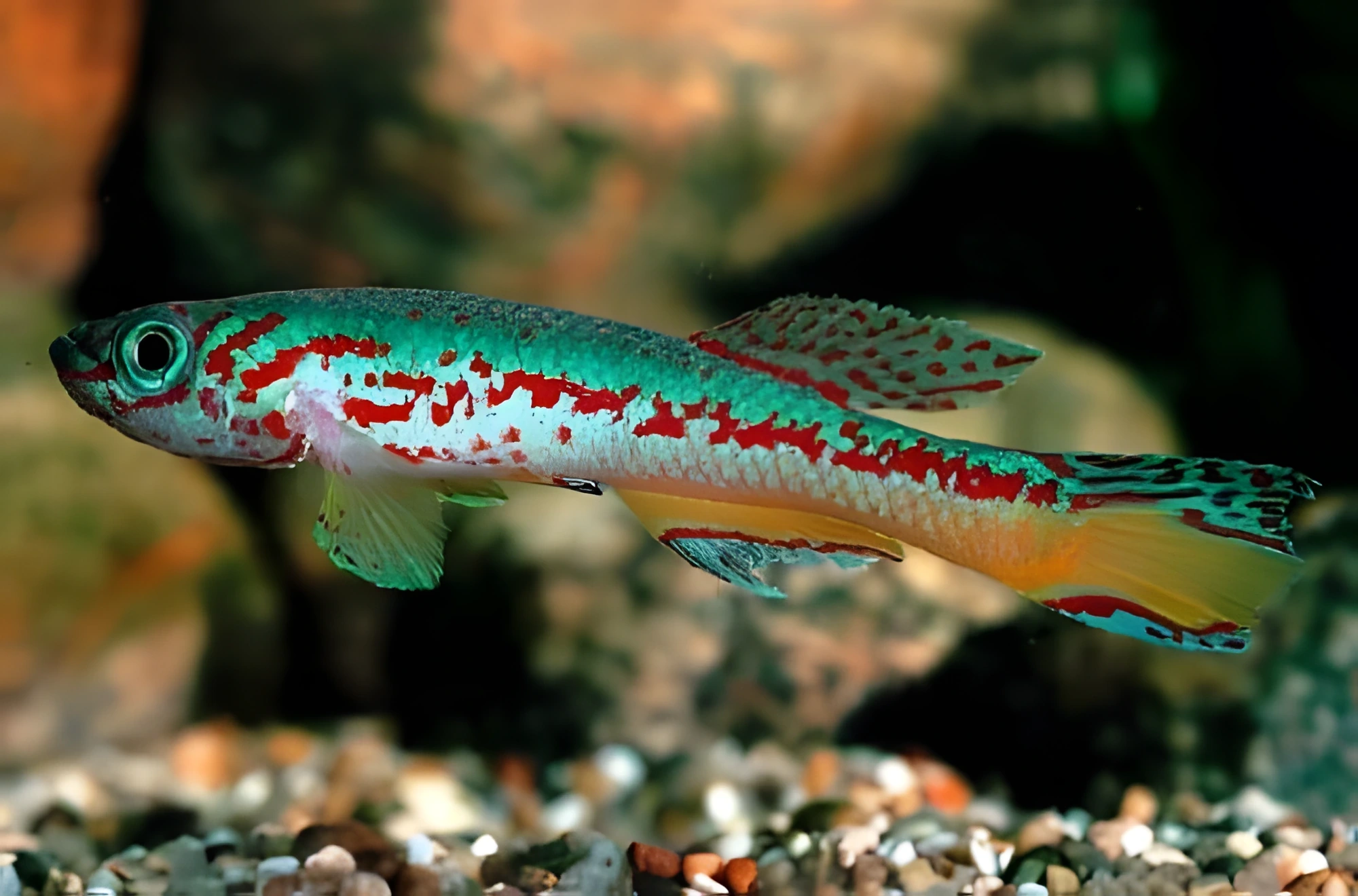 Fotografía del pez de acuario Aphyosemion Amieti