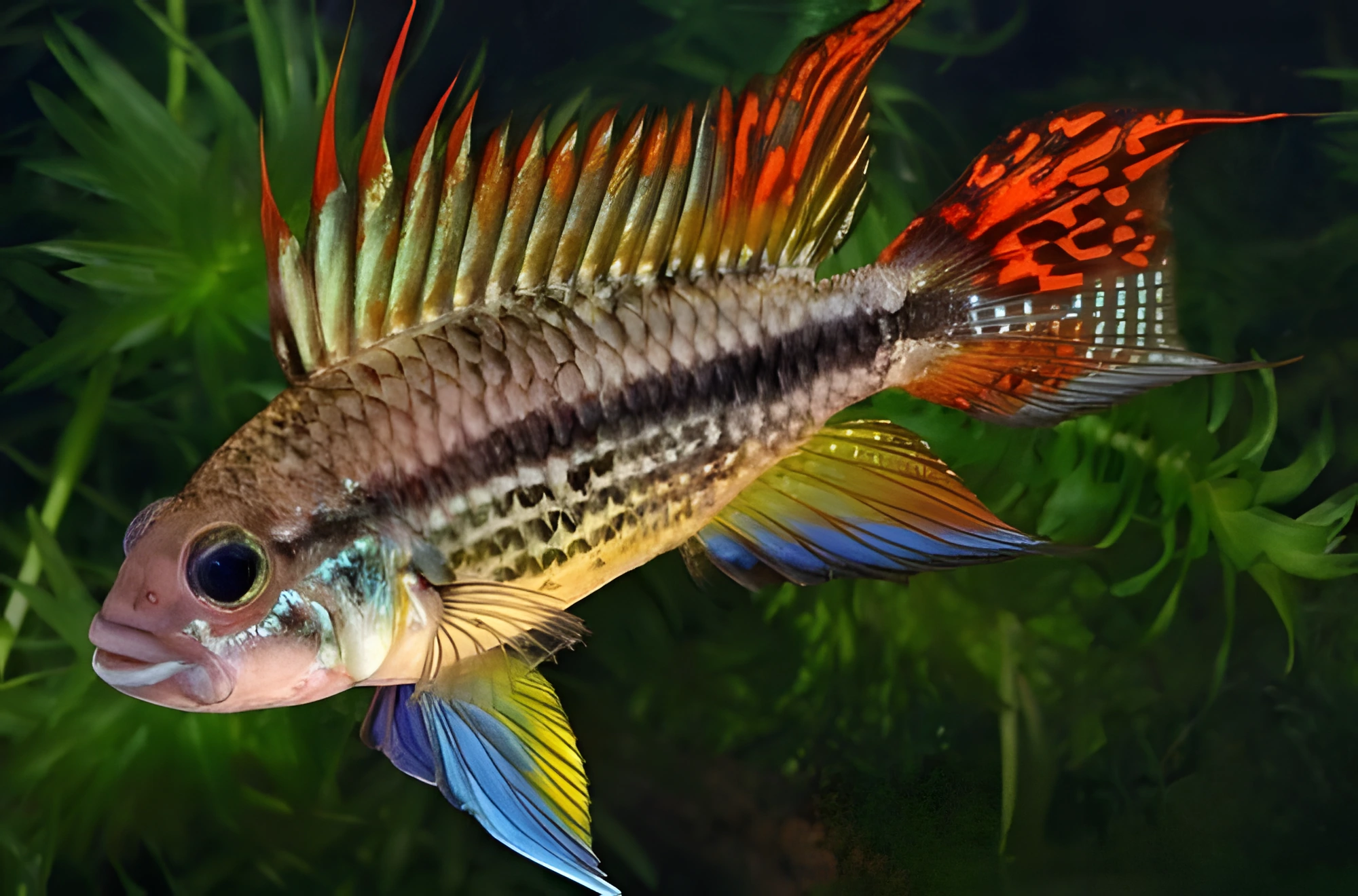Fotografía del pez de acuario Cíclido enano cacatúa