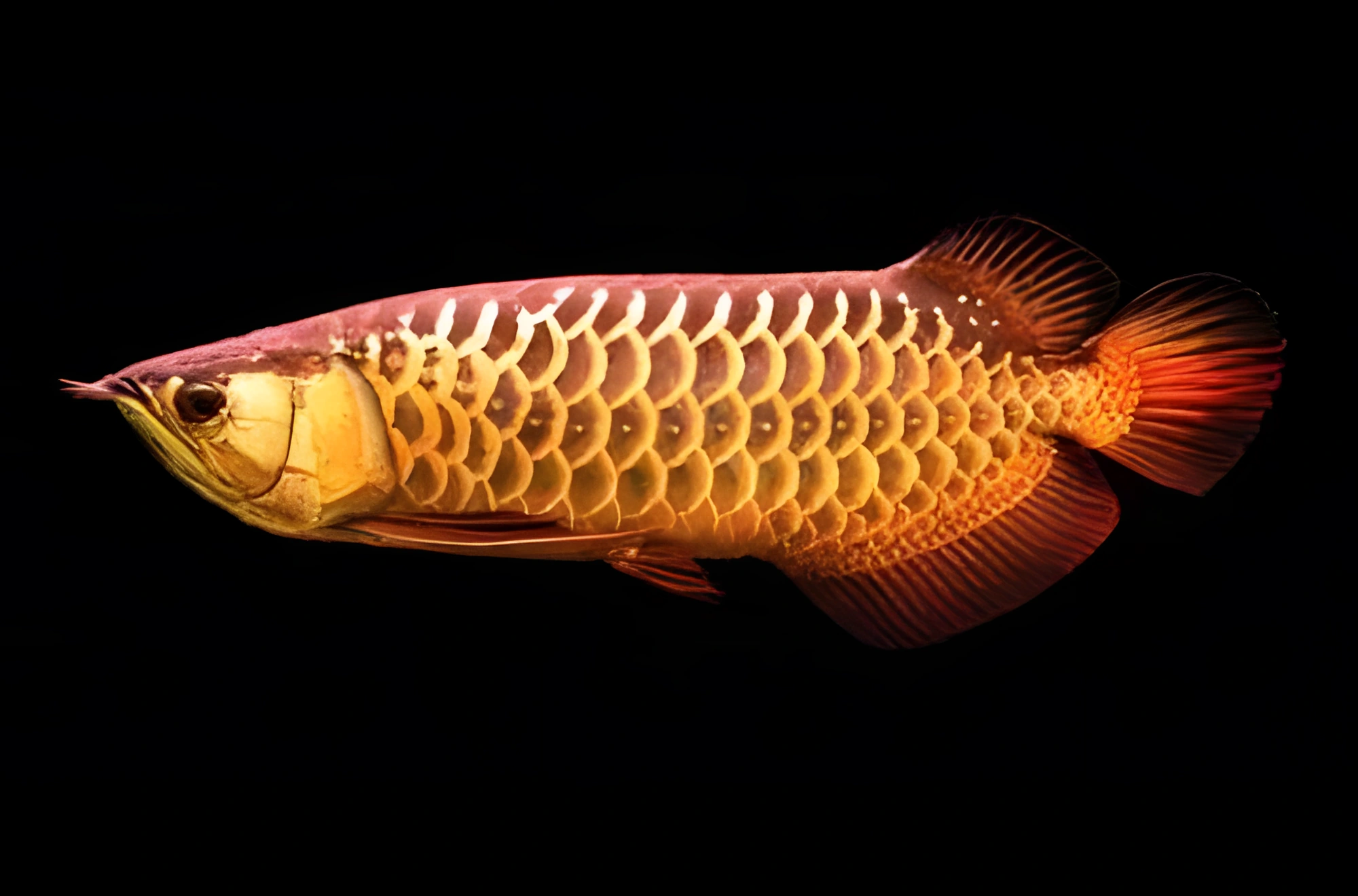 Fotografía del pez de acuario Arowana asiática