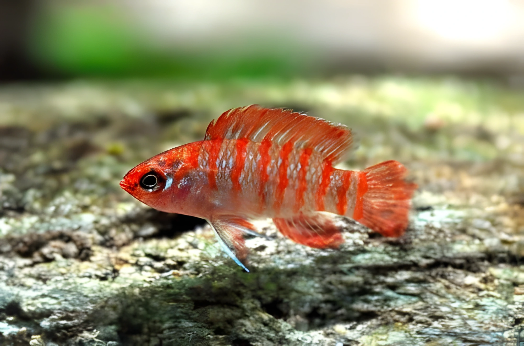 Fotografía del pez de acuario Badis escarlata