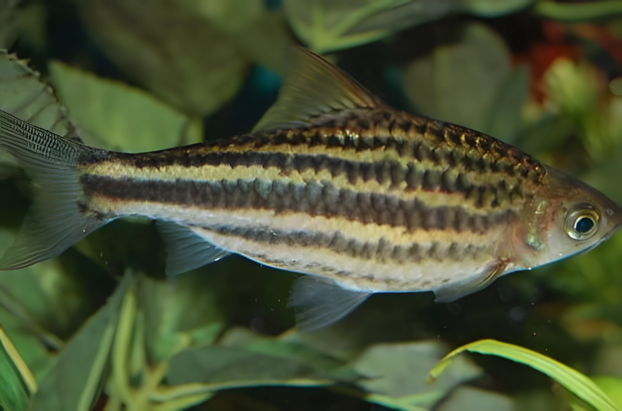 Fotografía del pez de acuario Barbo de cinco líneas