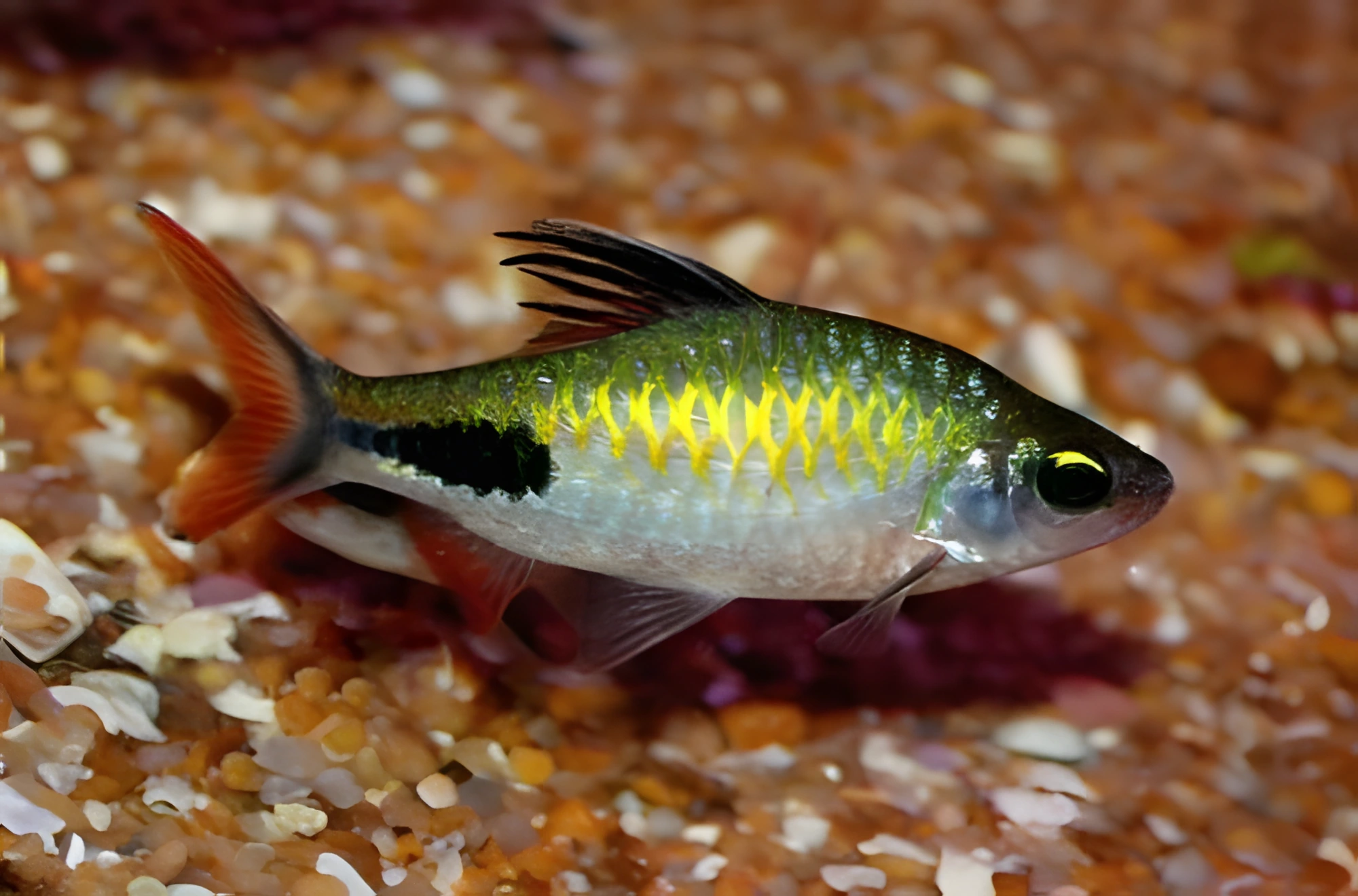 Fotografía del pez de acuario Barbo de Rohan