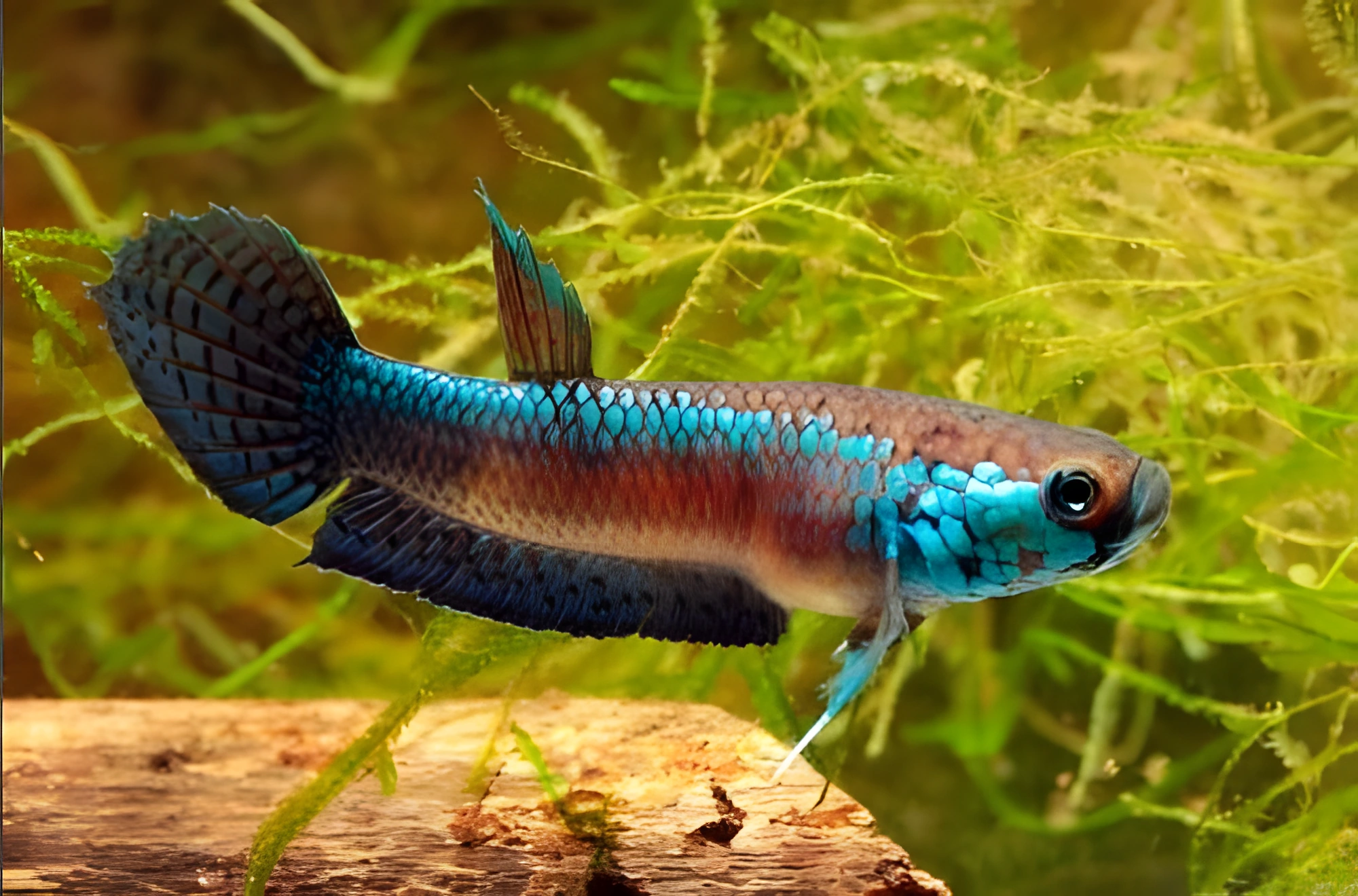 Fotografía del pez de acuario Betta unimaculata