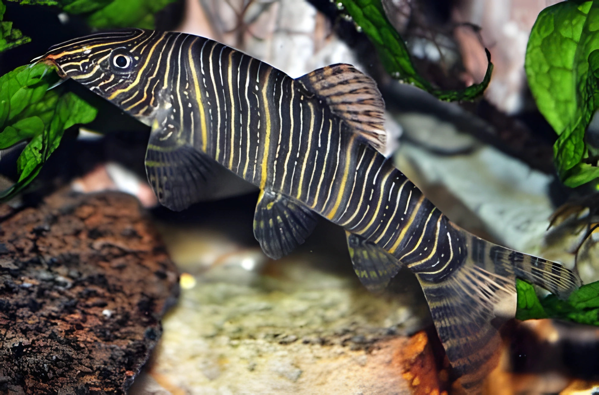 Fotografía del pez de acuario Botia cebra