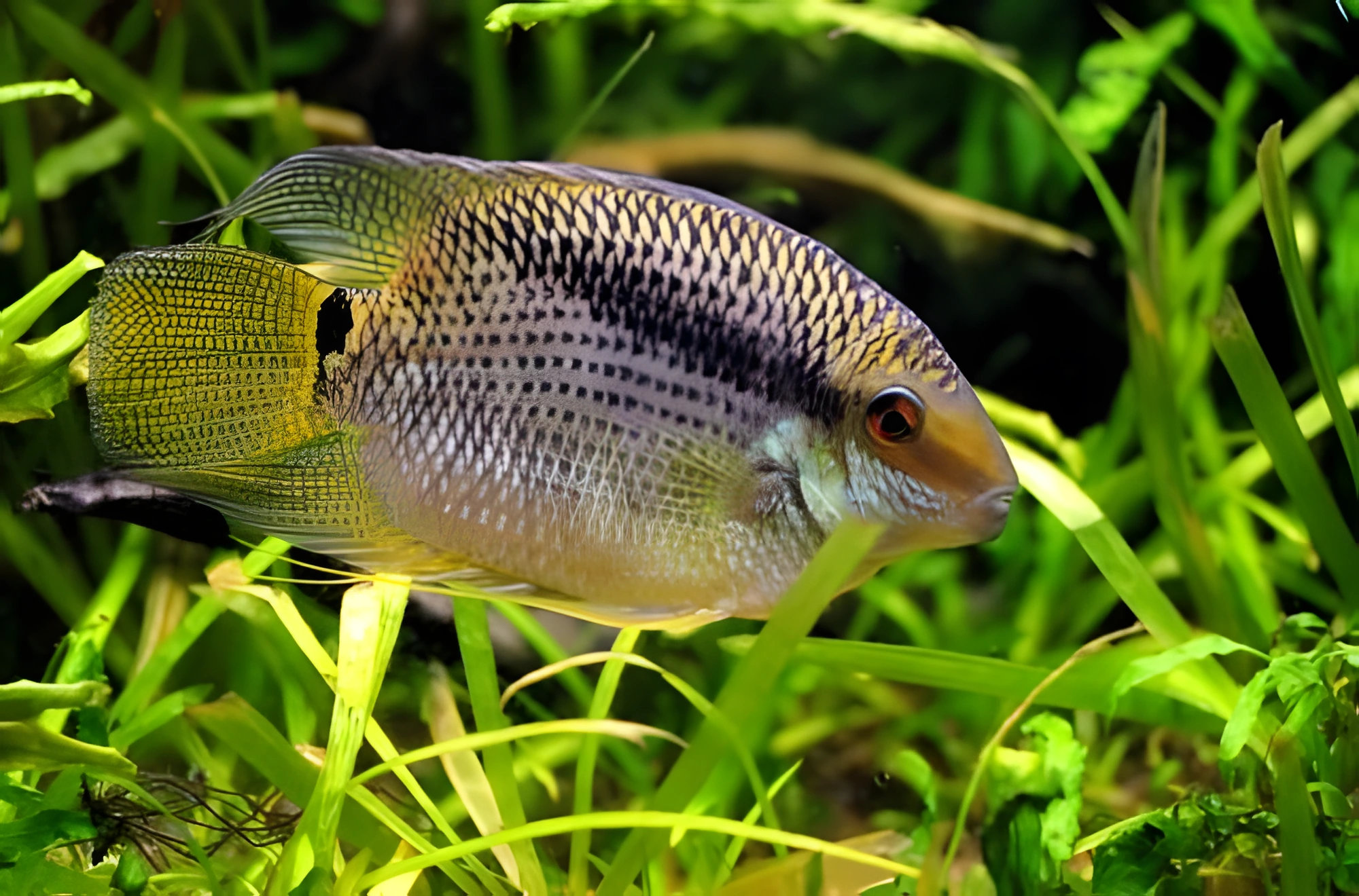 Fotografía del pez de acuario Cíclido Mesonauta