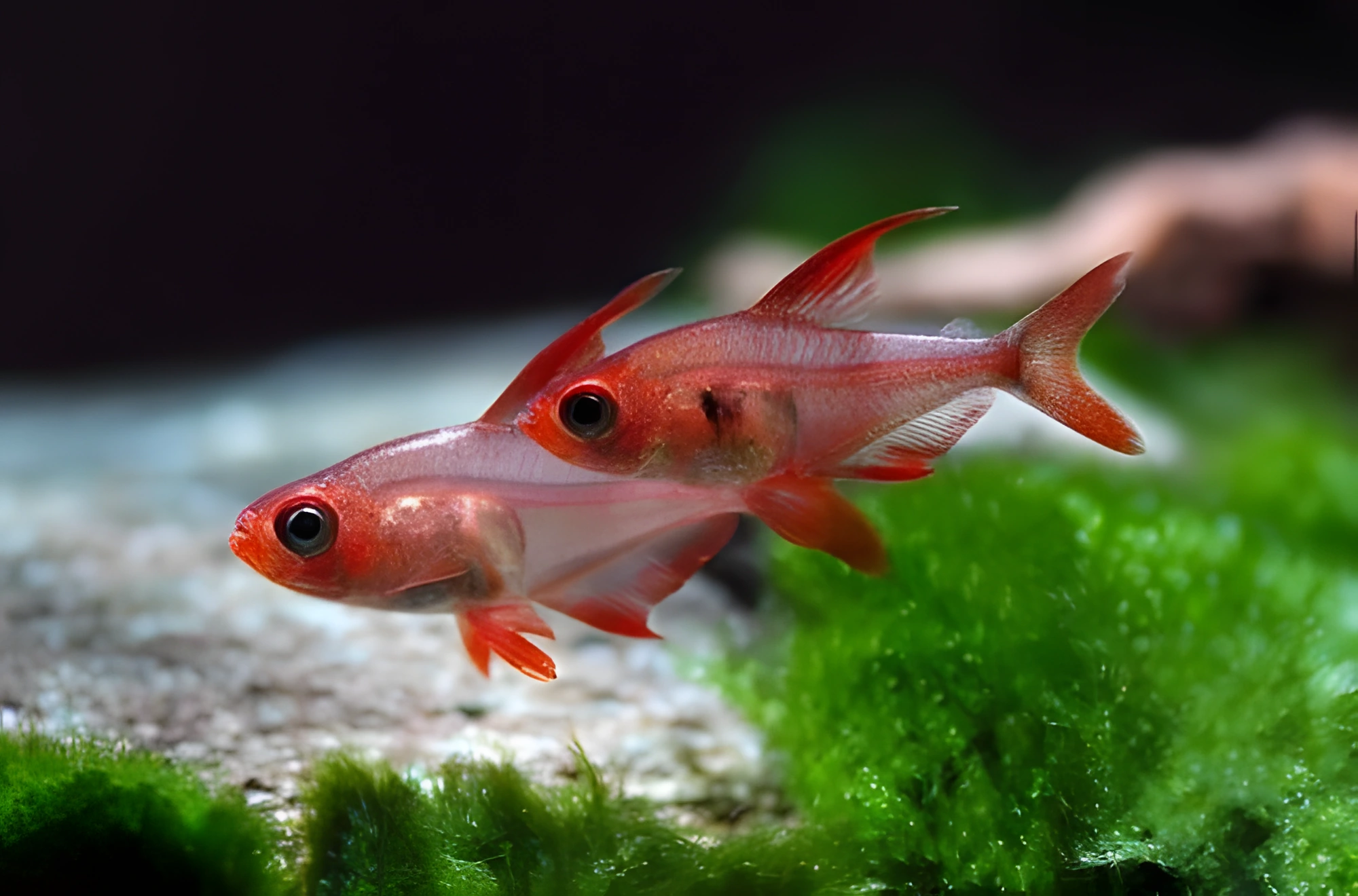 Fotografía del pez de acuario Tetra fantasma roja
