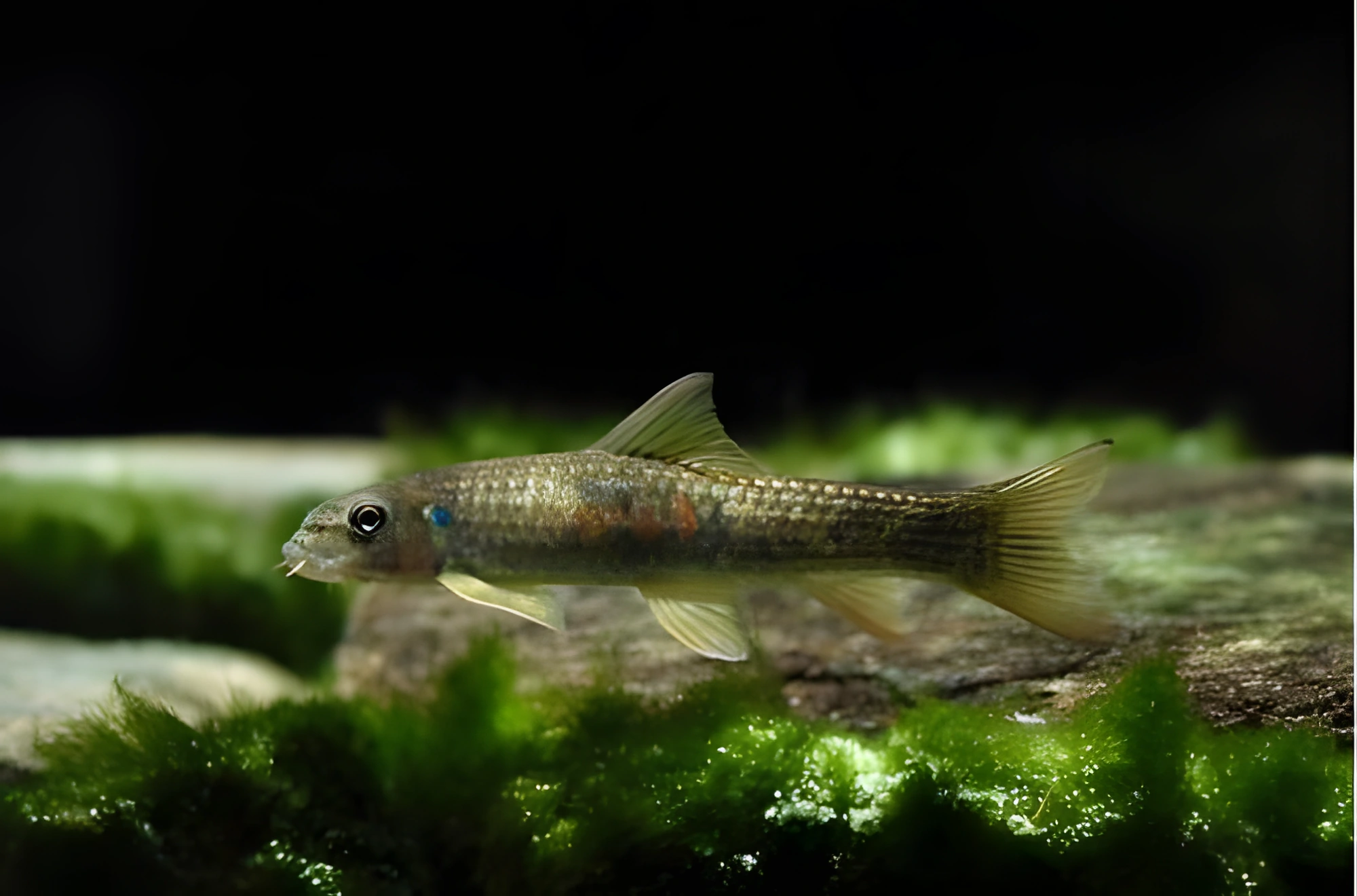 Fotografía del pez de acuario Garra Rufa