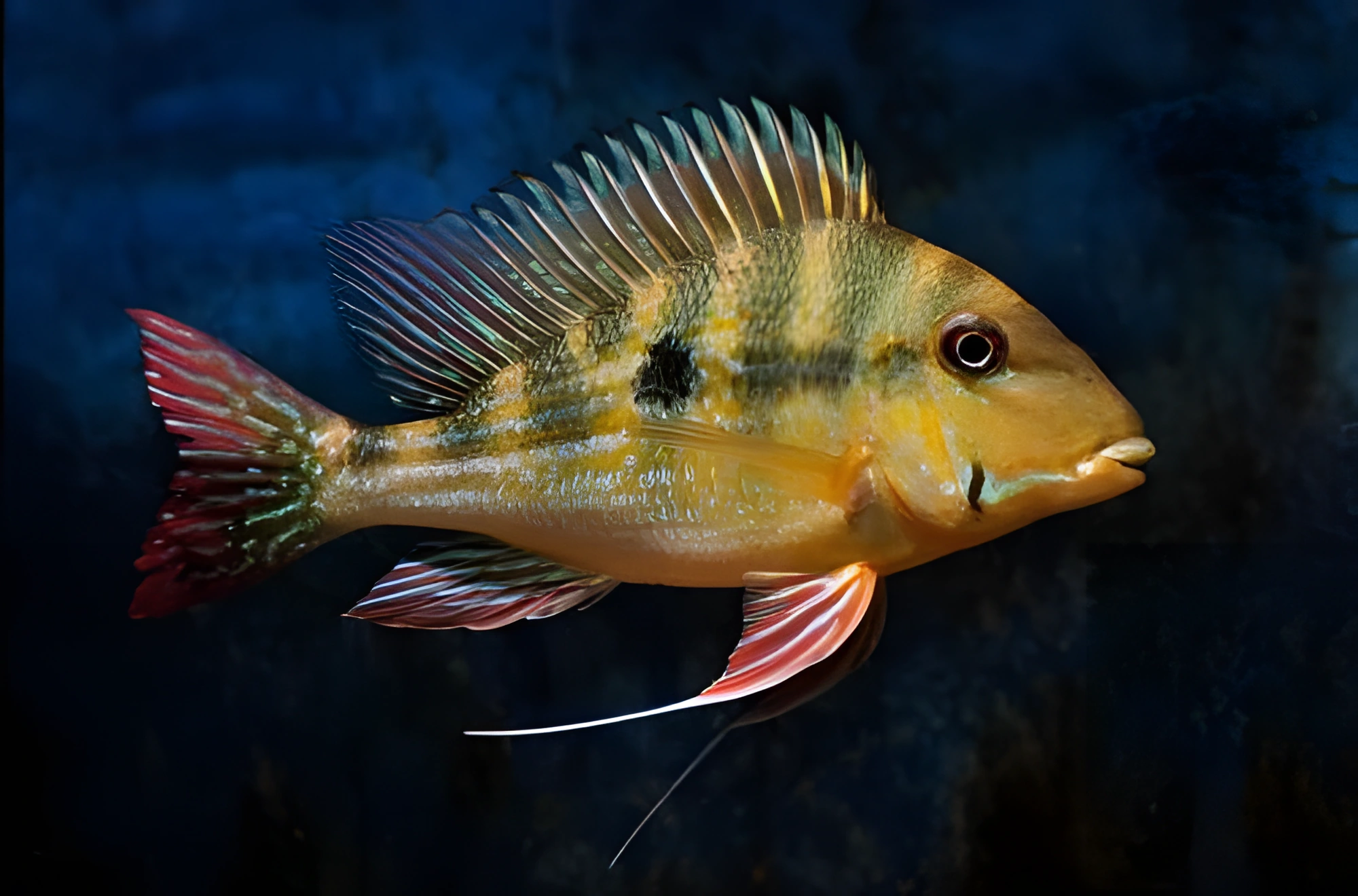 Fotografía del pez de acuario Geophagus dicrozoster