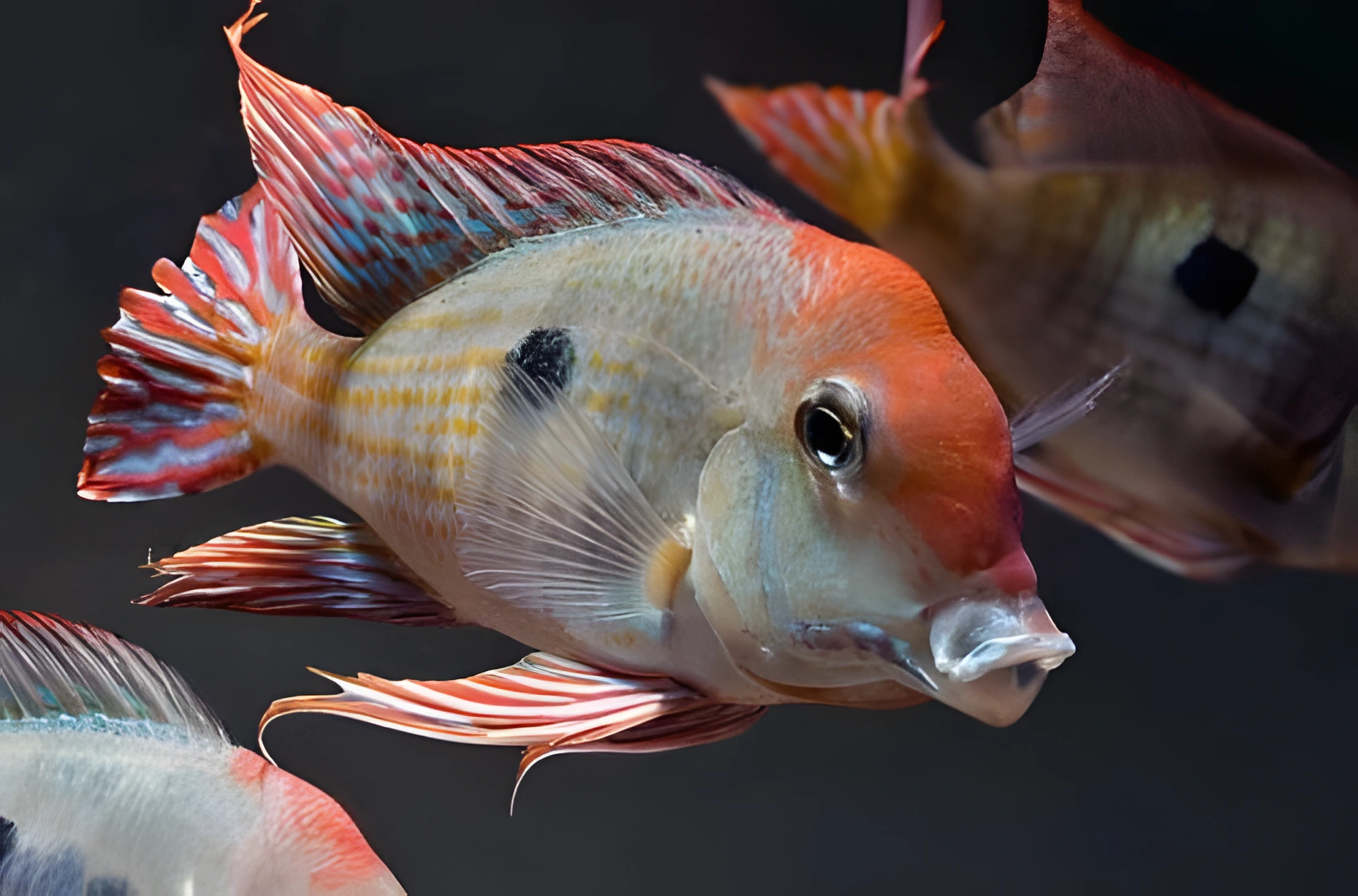 Fotografía del pez de acuario Geophagus de Cabeza Roja