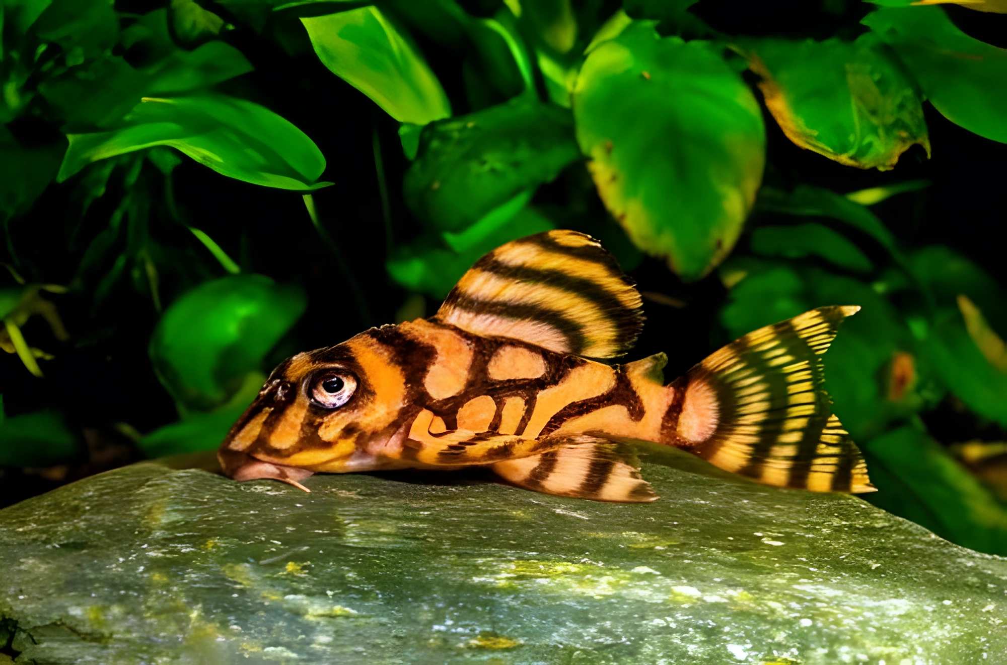 Fotografía del pez de acuario Hypancistrus "Tigre Amarillo"