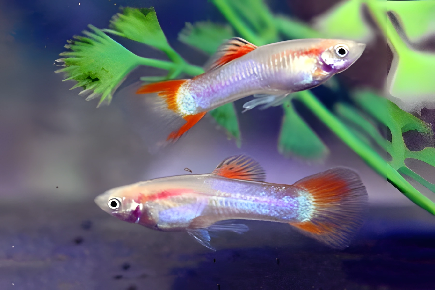 Fotografía del pez de acuario Guppy neón