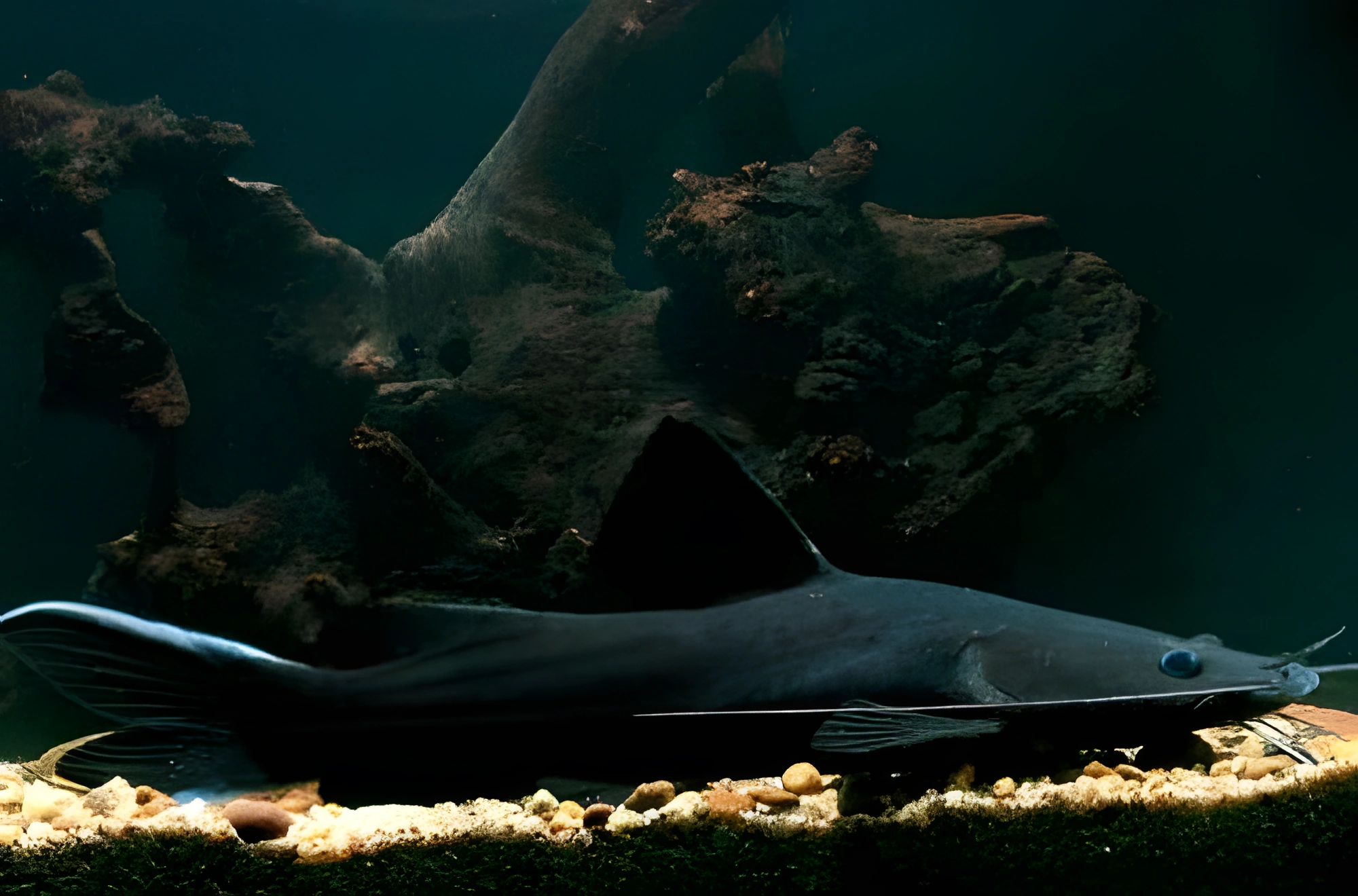 Fotografía del pez de acuario Hemibagrus negro