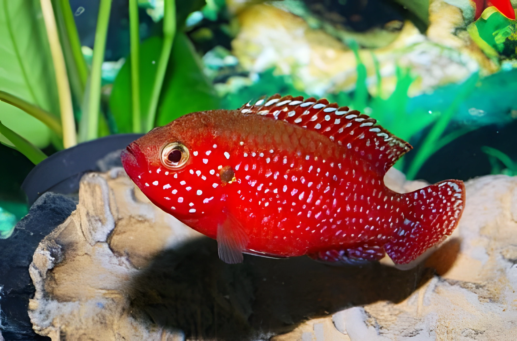 Fotografía del pez de acuario Cromis rojo