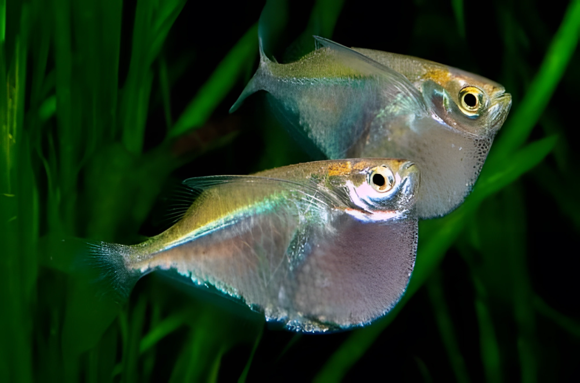 Fotografía del pez de acuario Pez hacha de platino