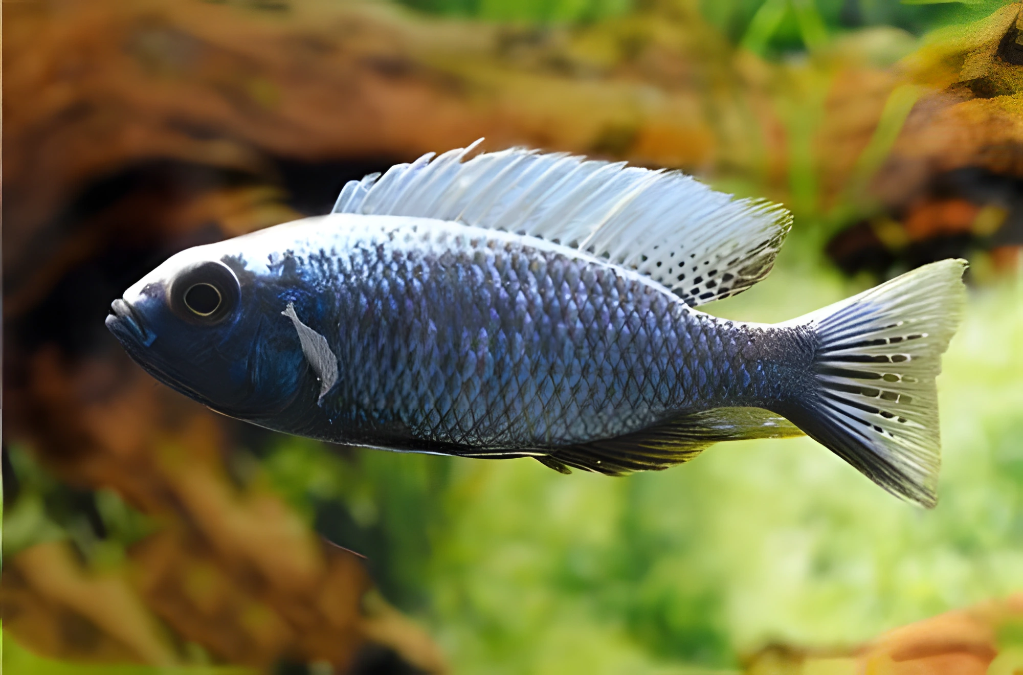 Fotografía del pez de acuario Copadichromis de lomo claro