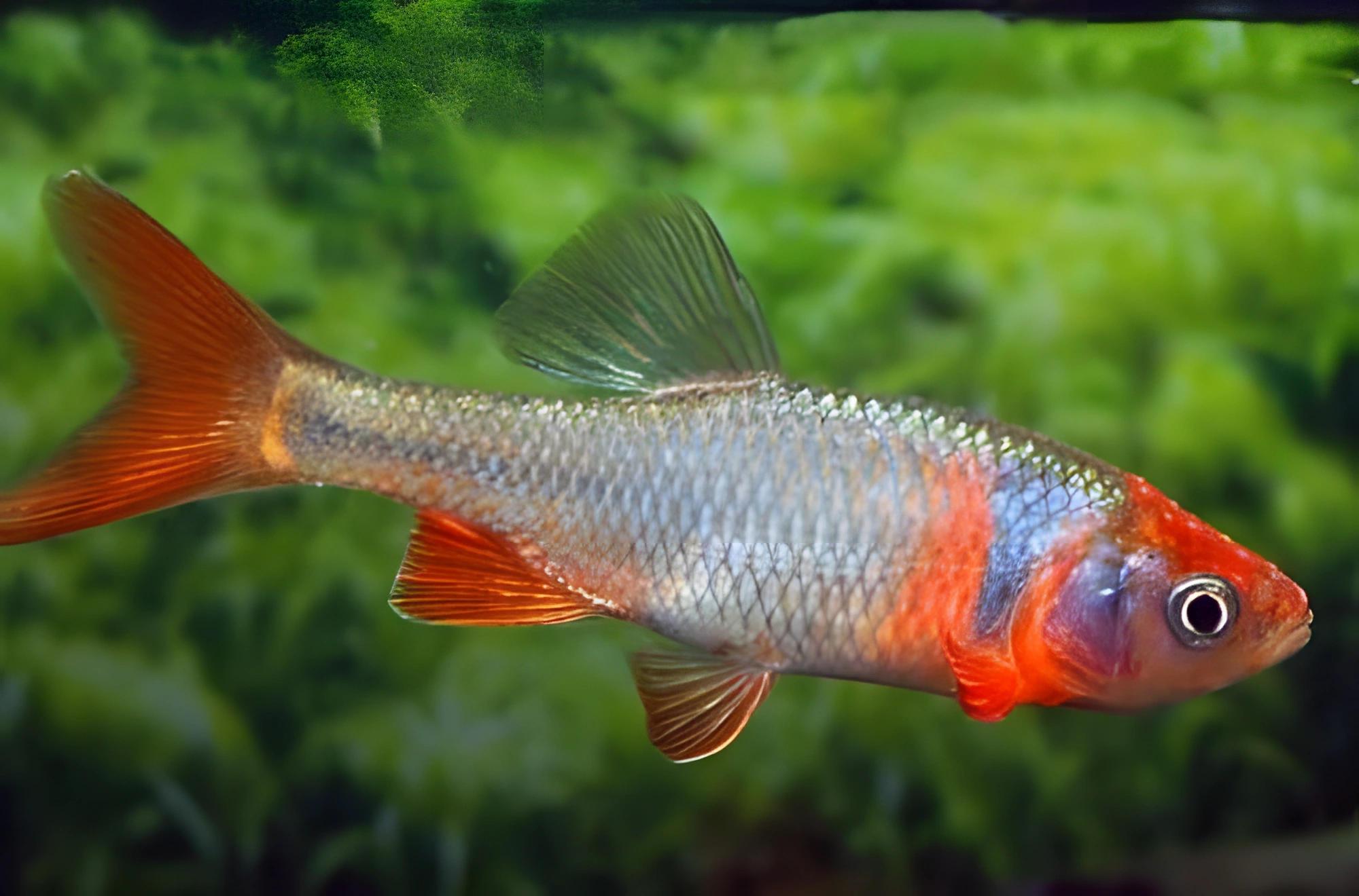 Fotografía del pez de acuario Notropis rojo