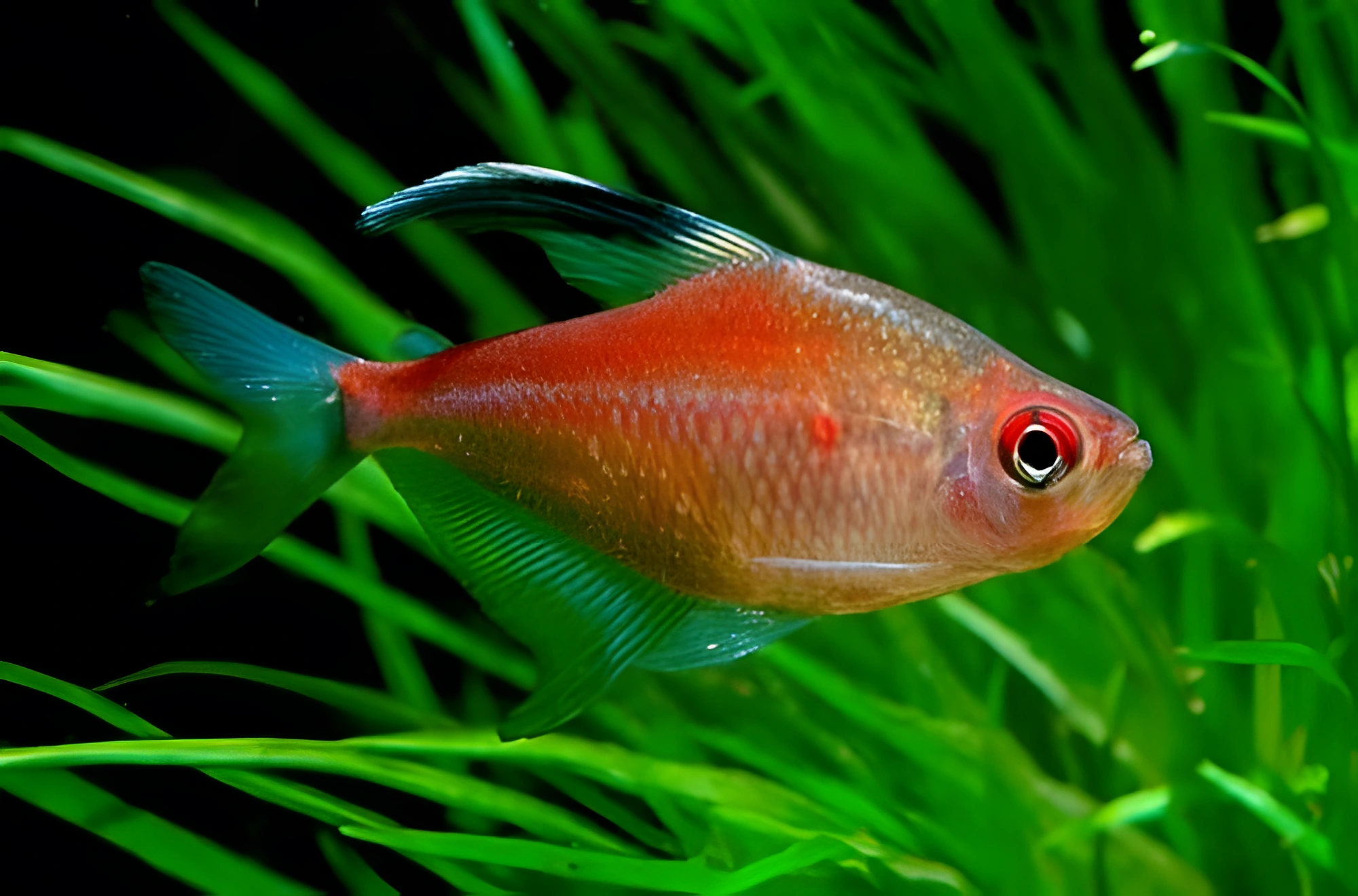 Fotografía del pez de acuario Tetra de Fuego