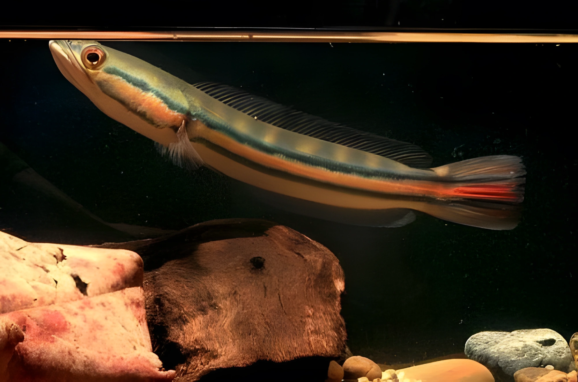 Fotografía del pez de acuario Channa Roja