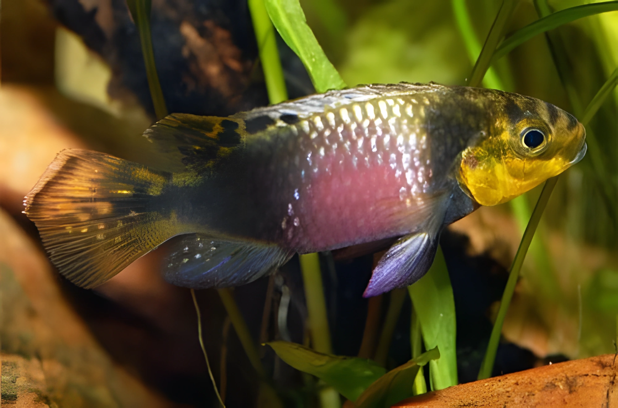 Fotografía del pez de acuario Pelvicachromis subocellatus
