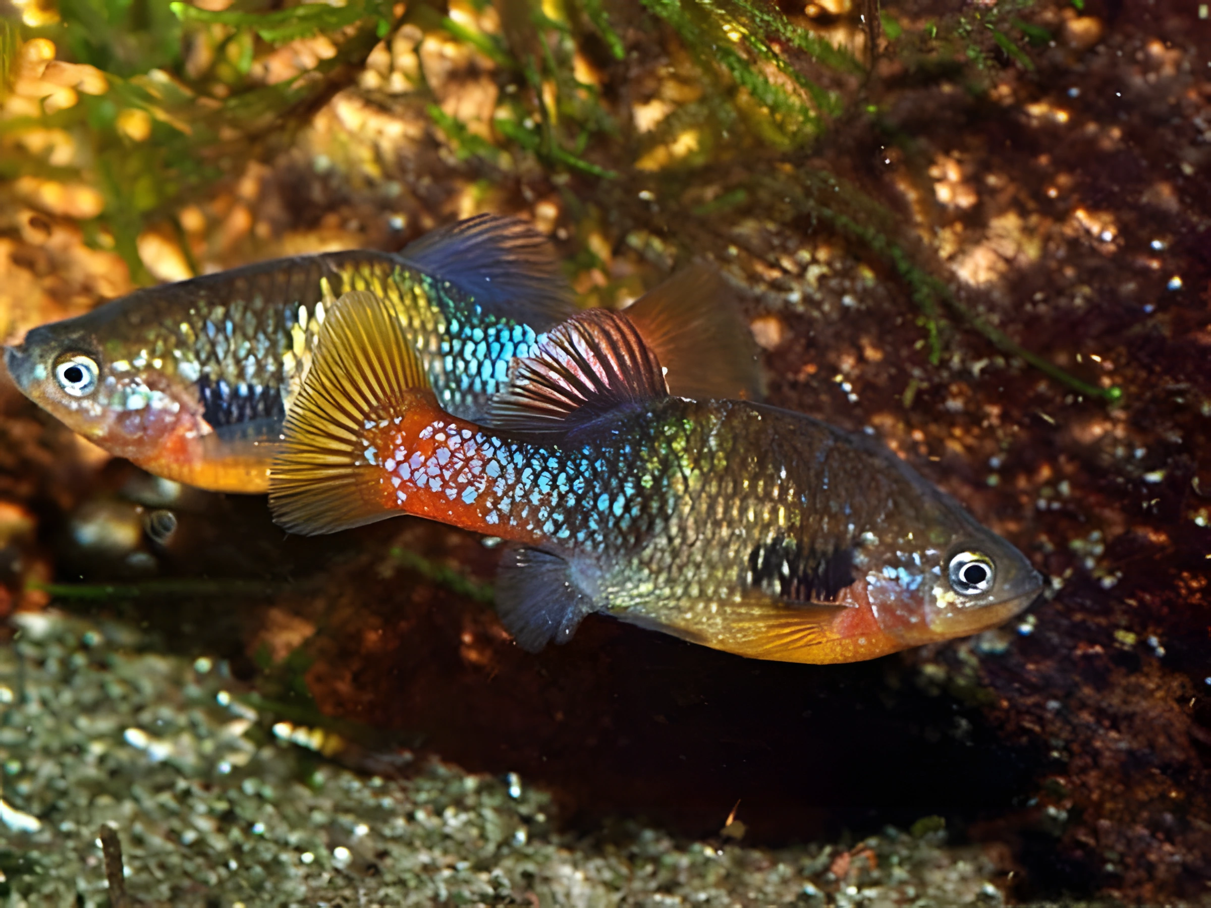 Fotografía del pez de acuario Xenotoca naranja