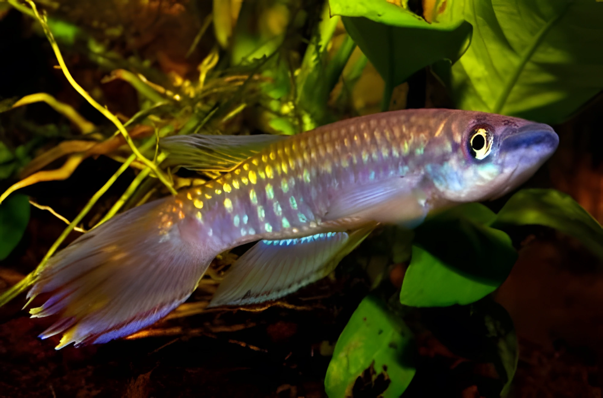 Fotografía del pez de acuario Epiplatys bandeado