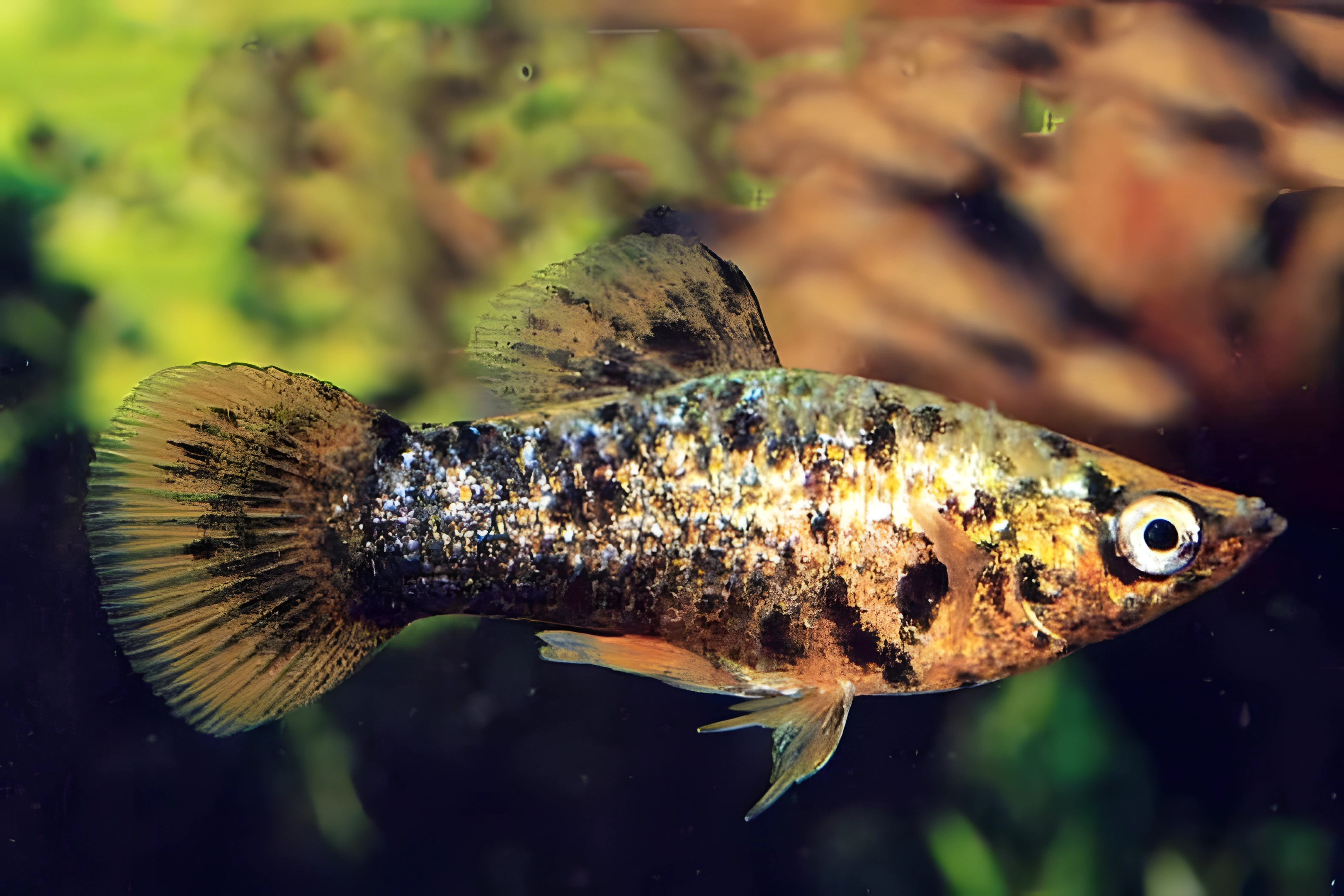 Fotografía del pez de acuario Molly Mármol