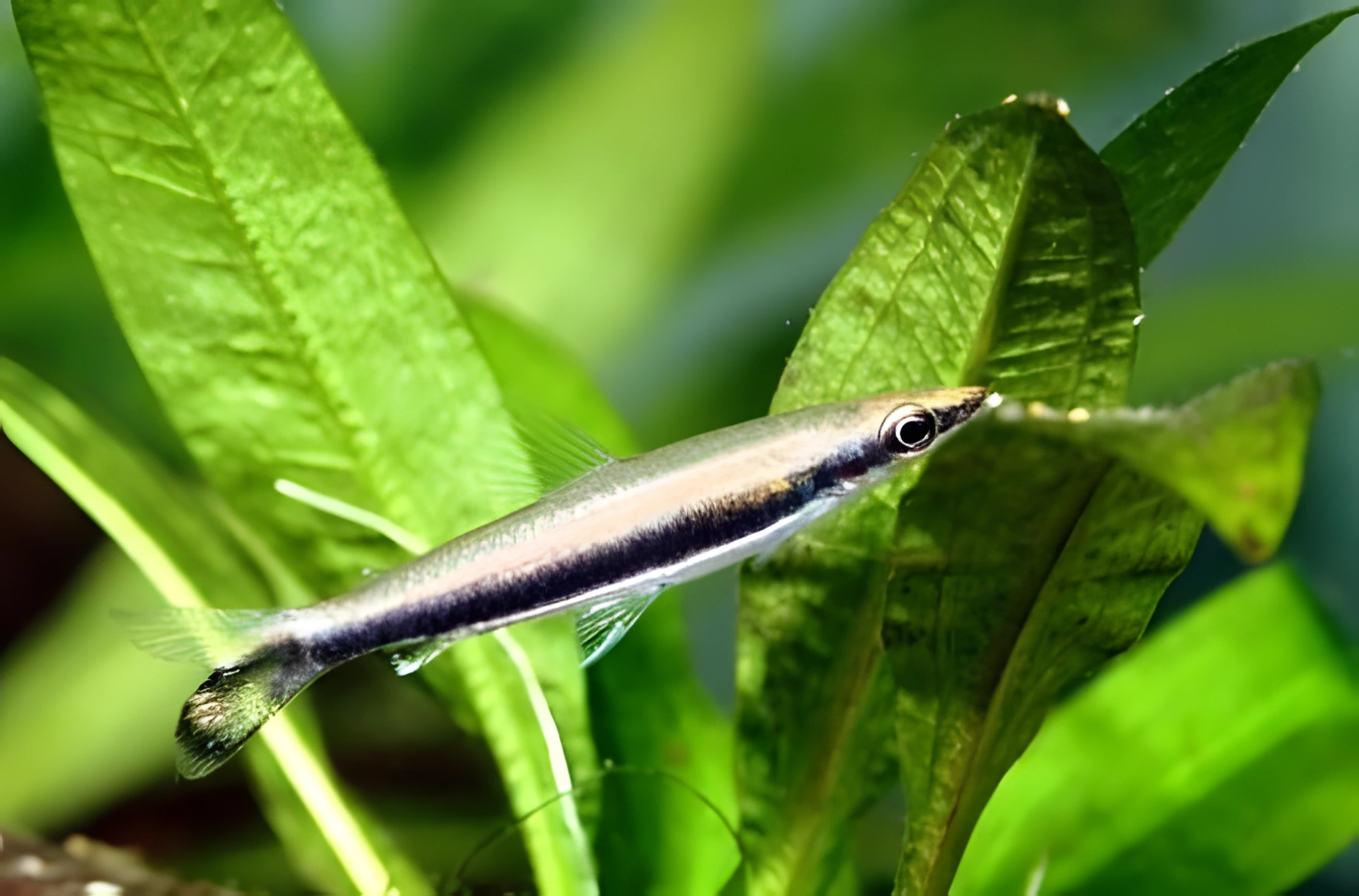 Fotografía del pez de acuario Nannostomus de una banda