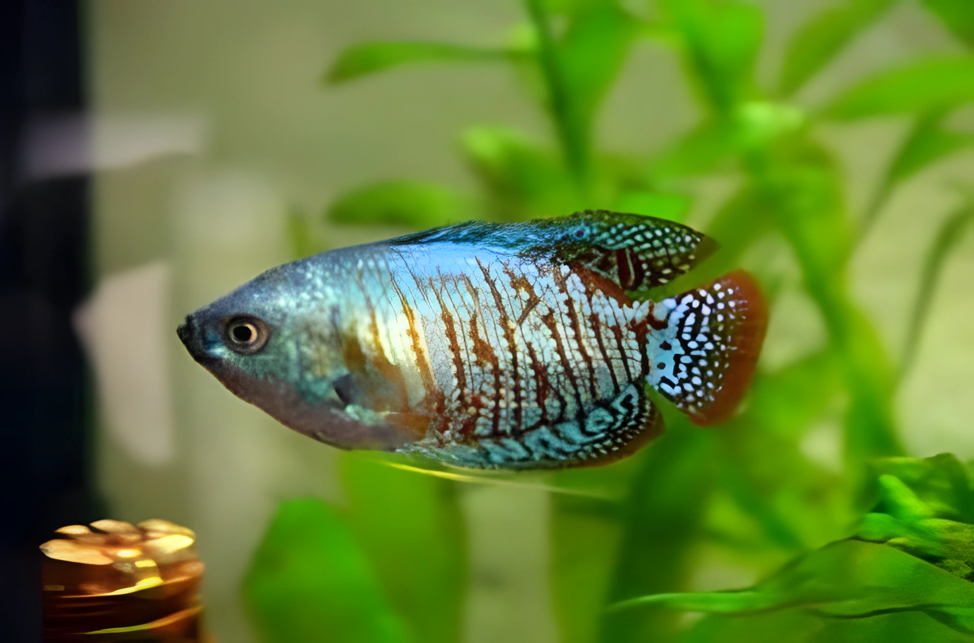 Fotografía del pez de acuario Gurami Neón