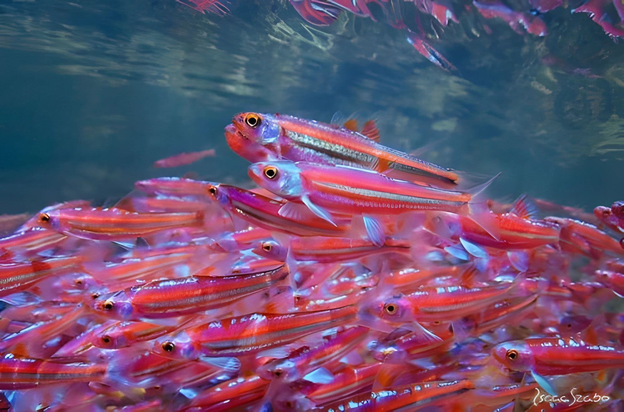 Fotografía del pez de acuario Notropis arcoíris