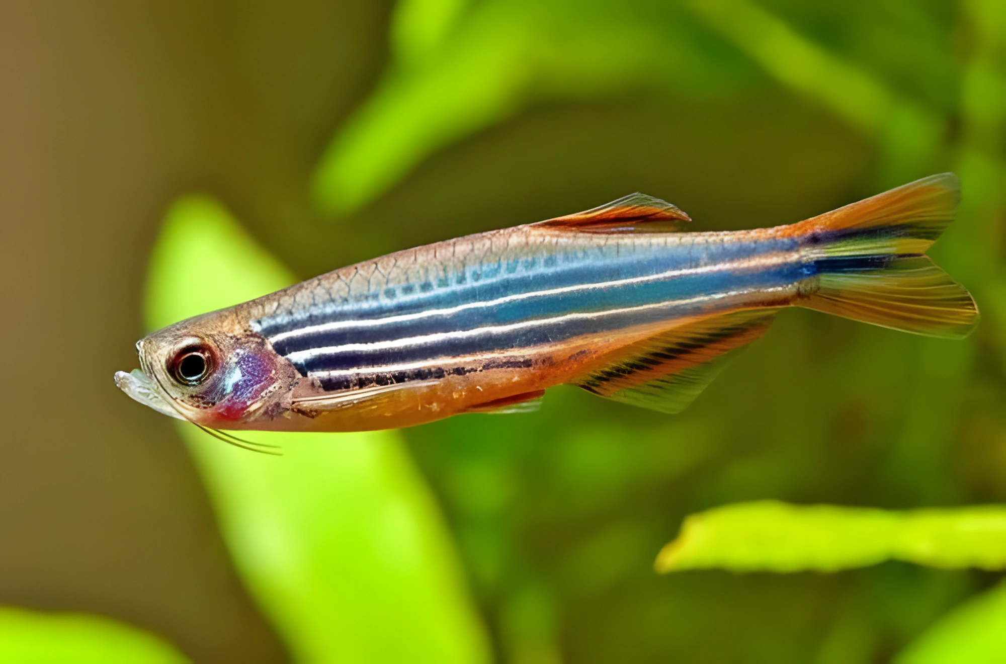 Fotografía del pez de acuario Danio Naranja