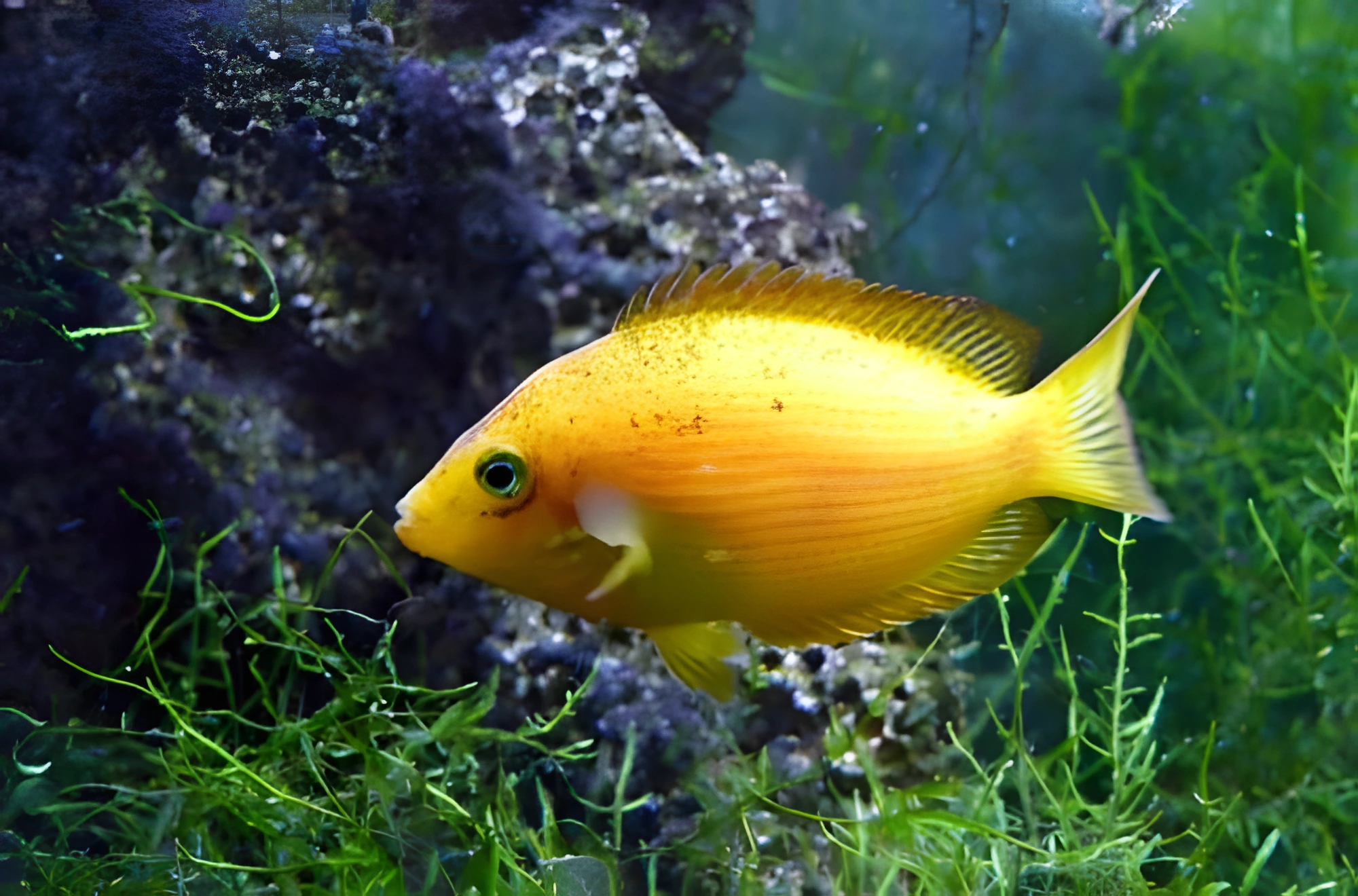 Fotografía del pez de acuario Cromis naranja