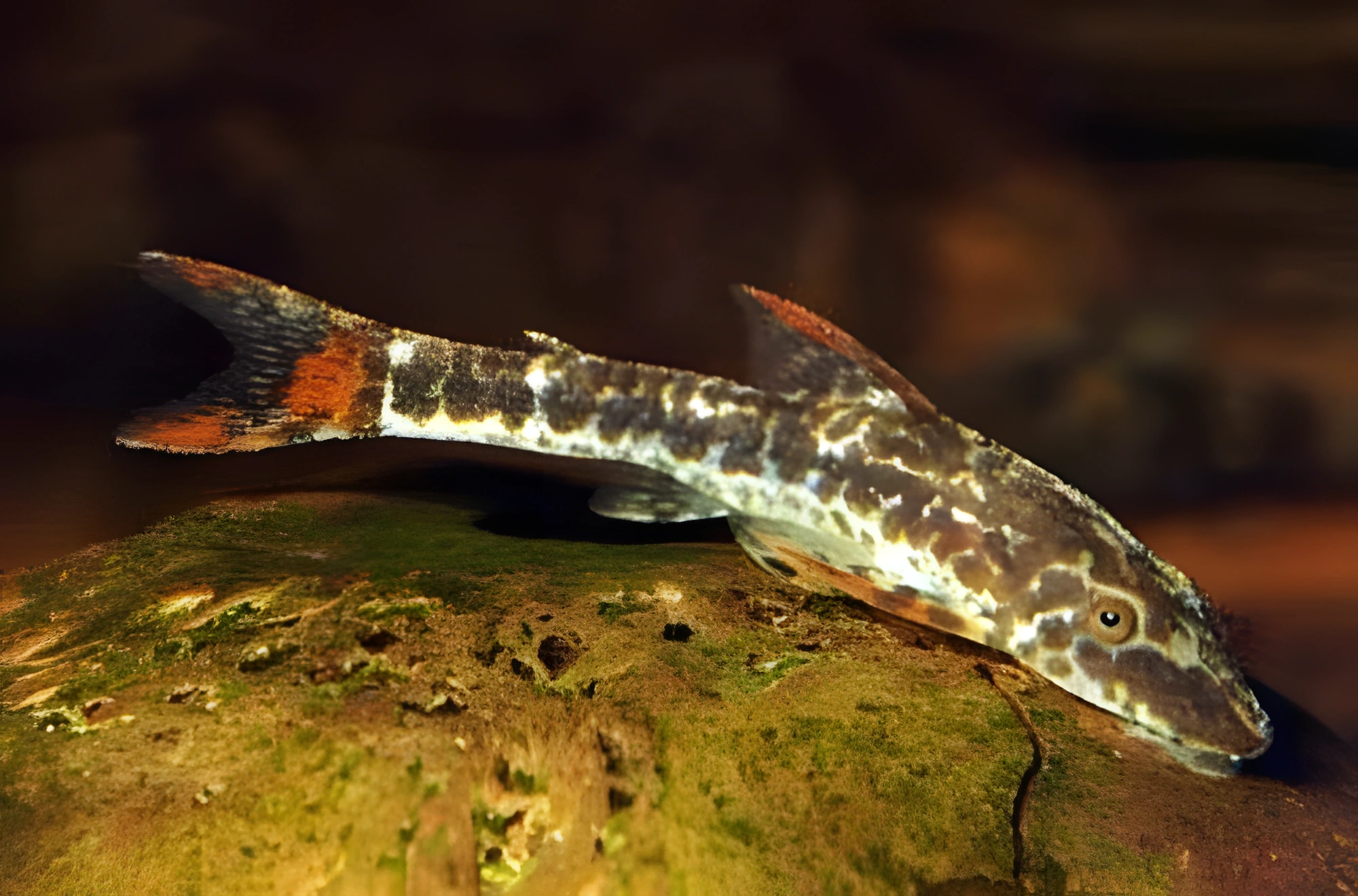 Fotografía del pez de acuario Parotocinclus de aleta roja