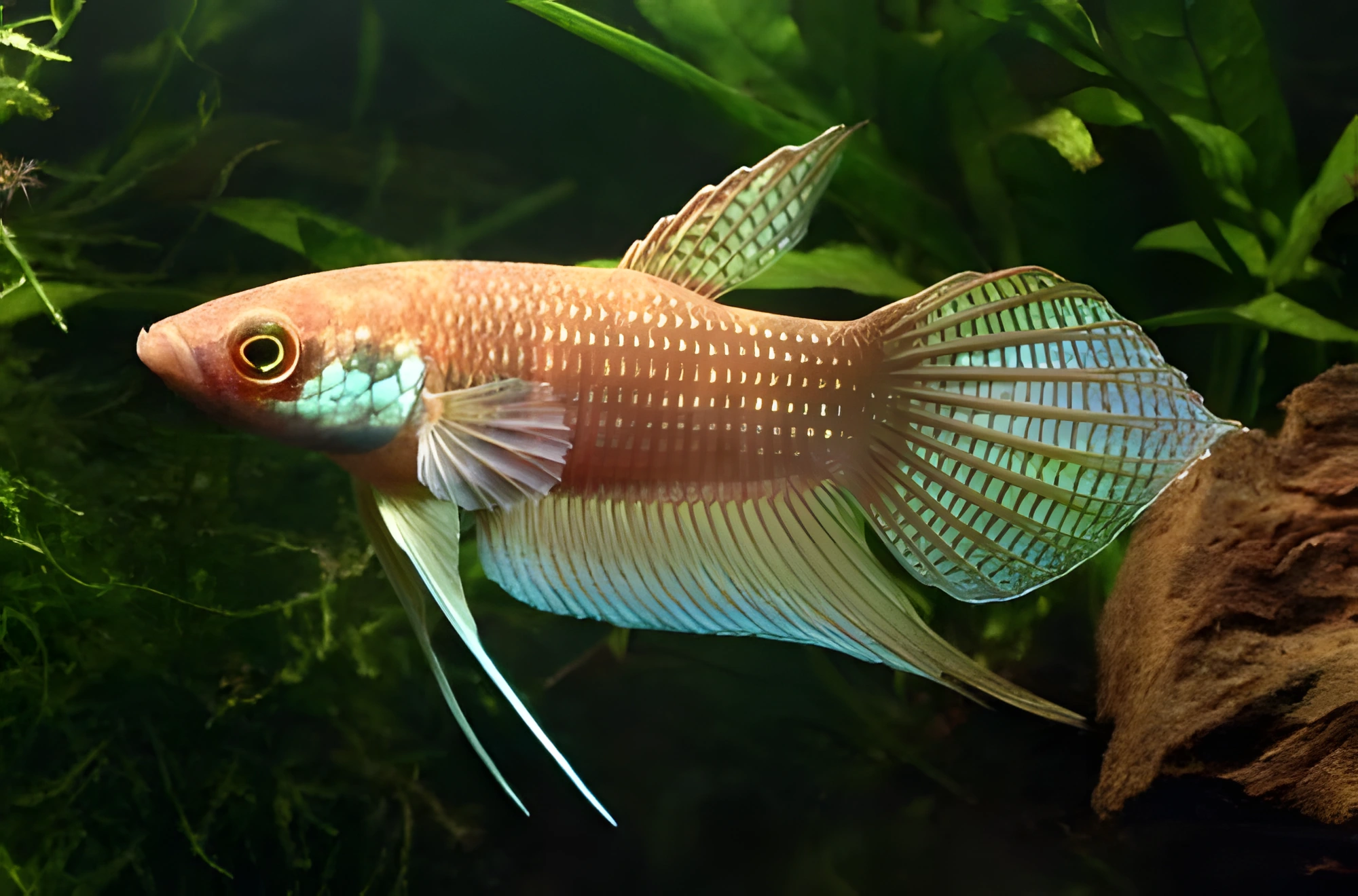 Fotografía del pez de acuario Betta enmascarado