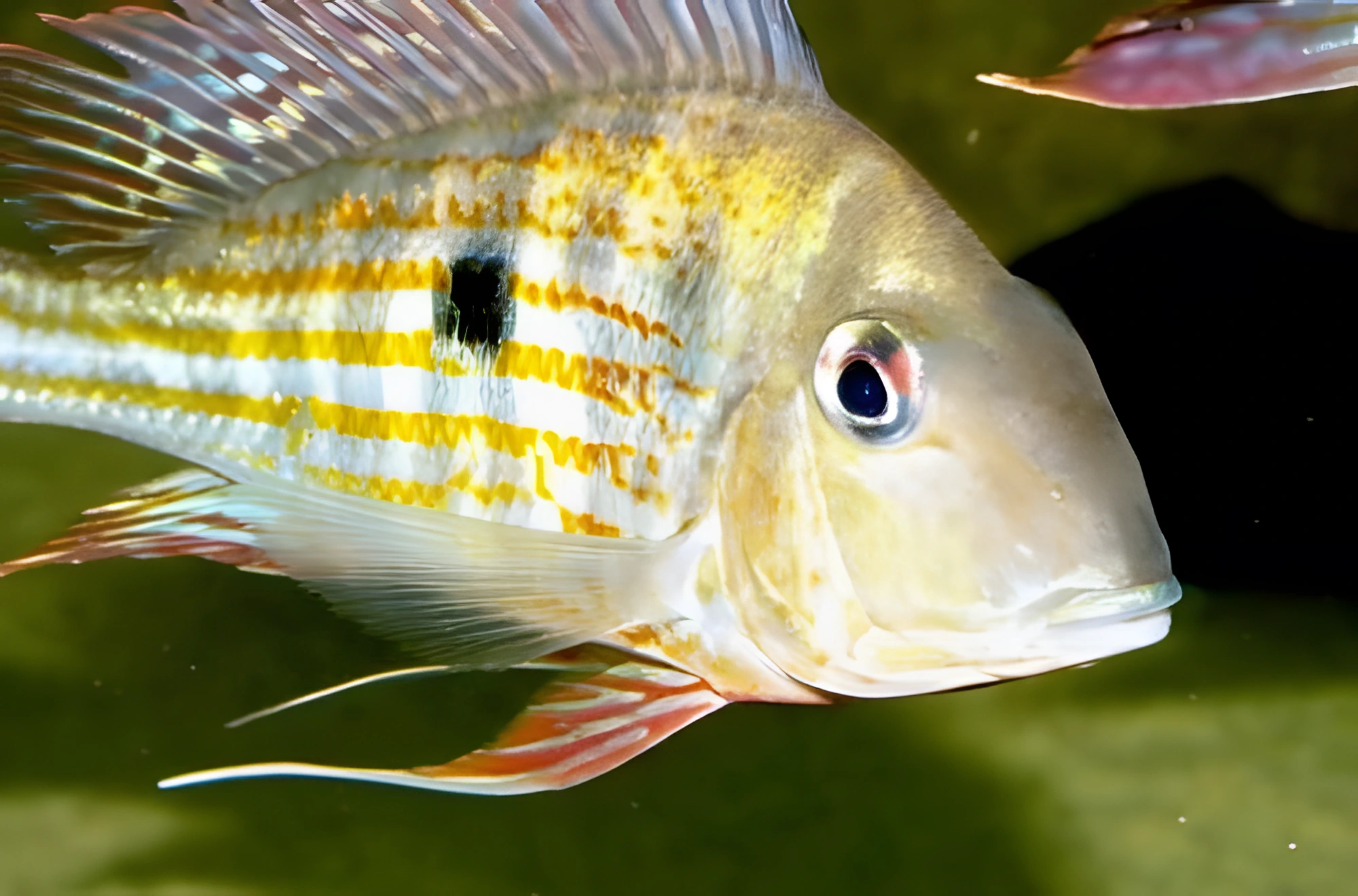 Fotografía del pez de acuario Geophagus manchado