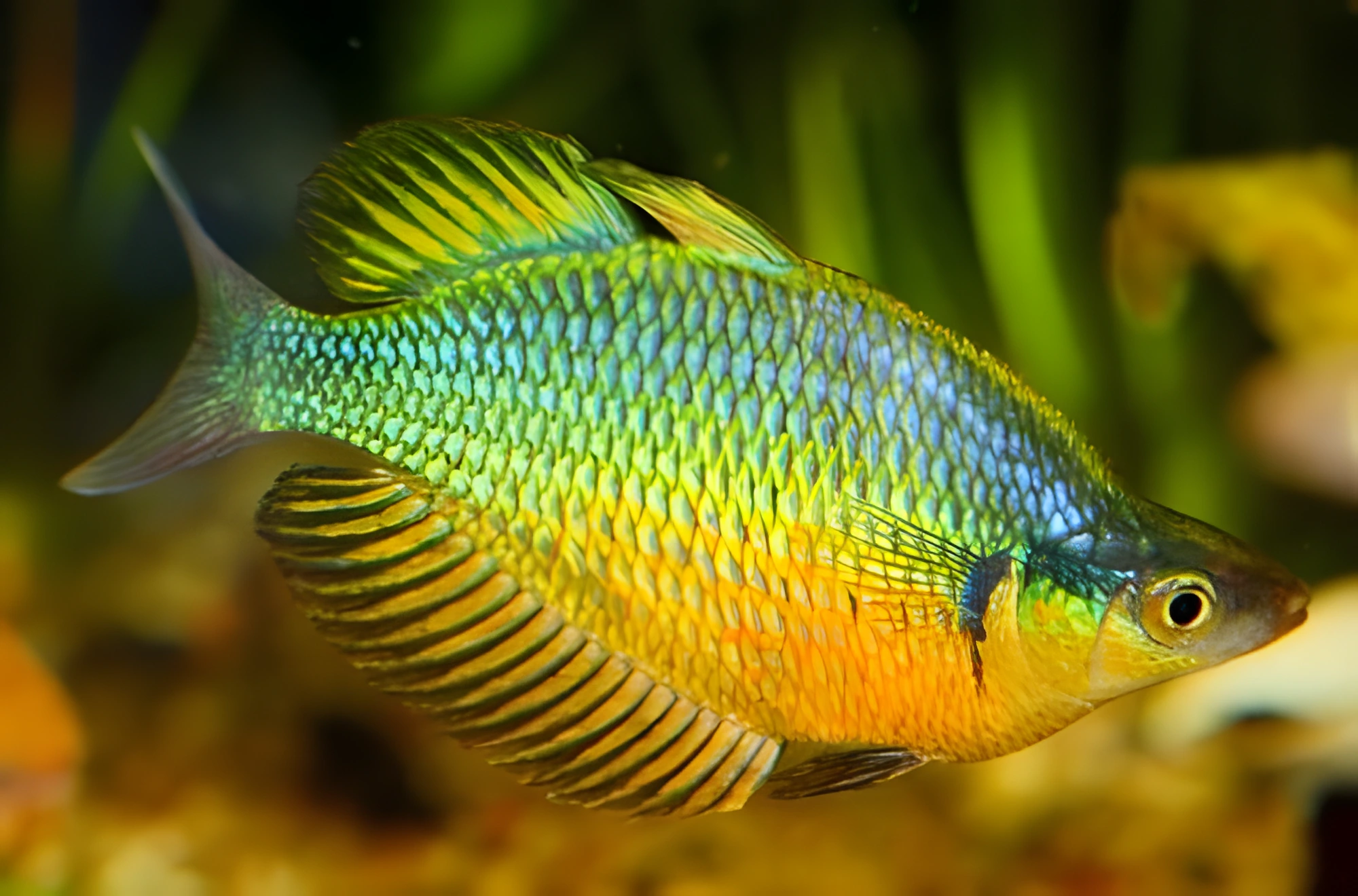 Fotografía del pez de acuario Pez arcoíris de Kabia