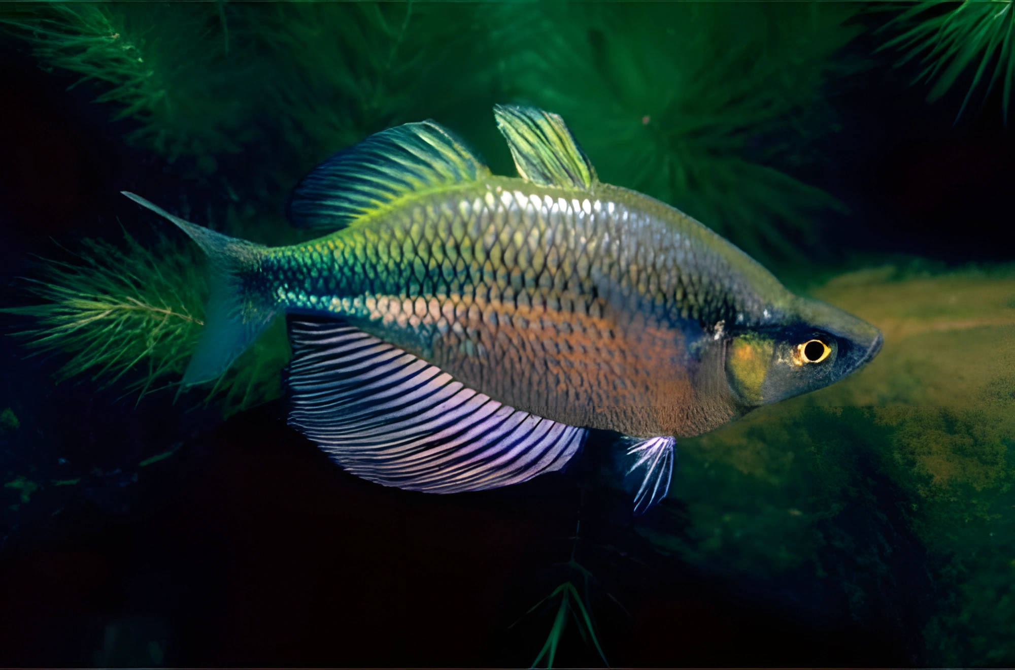 Fotografía del pez de acuario Pez arcoíris del lago Wanam