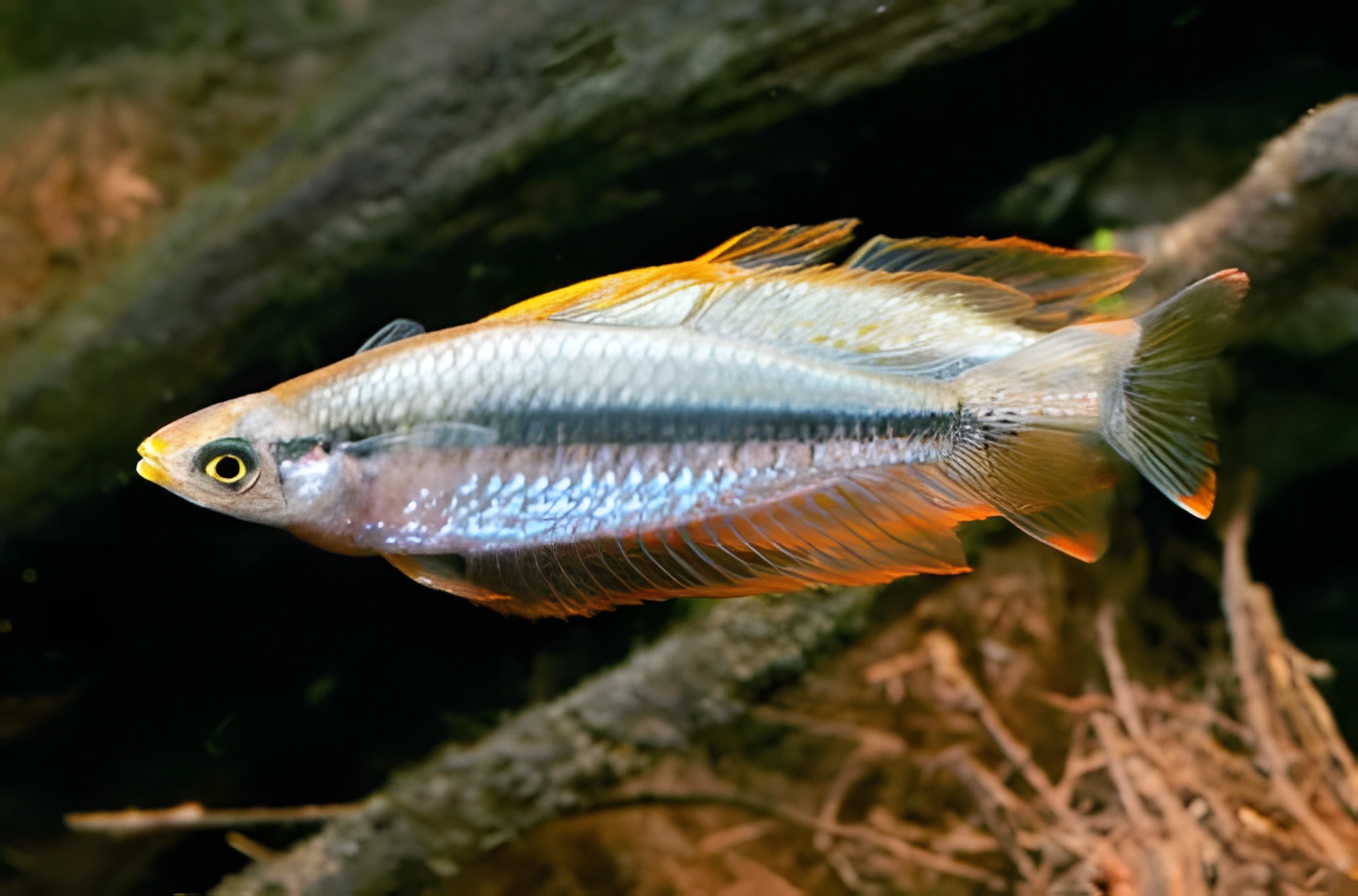 Fotografía del pez de acuario Pez arcoíris esbelto
