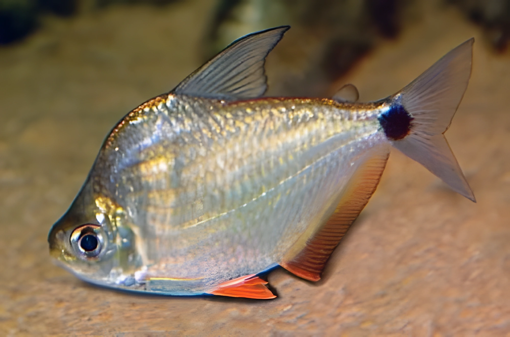 Fotografía del pez de acuario Mojarra de aleta roja