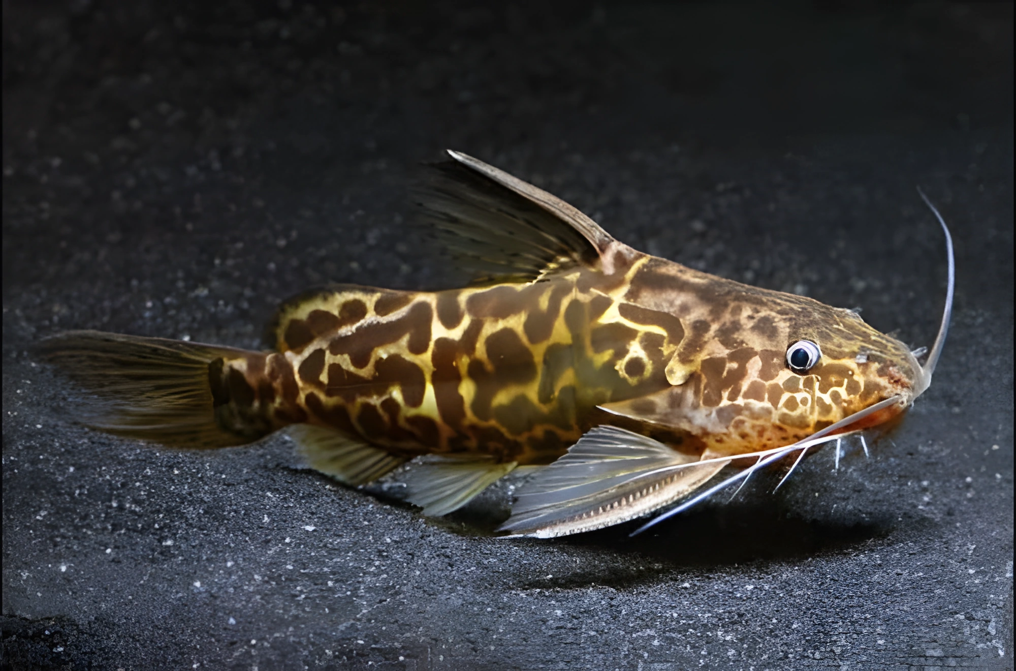 Fotografía del pez de acuario Synodontis mármol