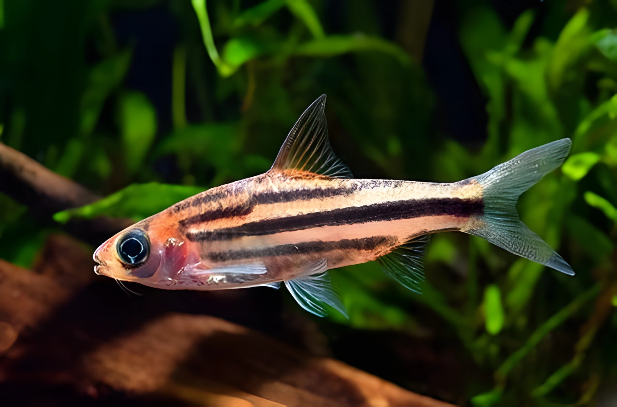 Fotografía del pez de acuario Barbo de tres bandas