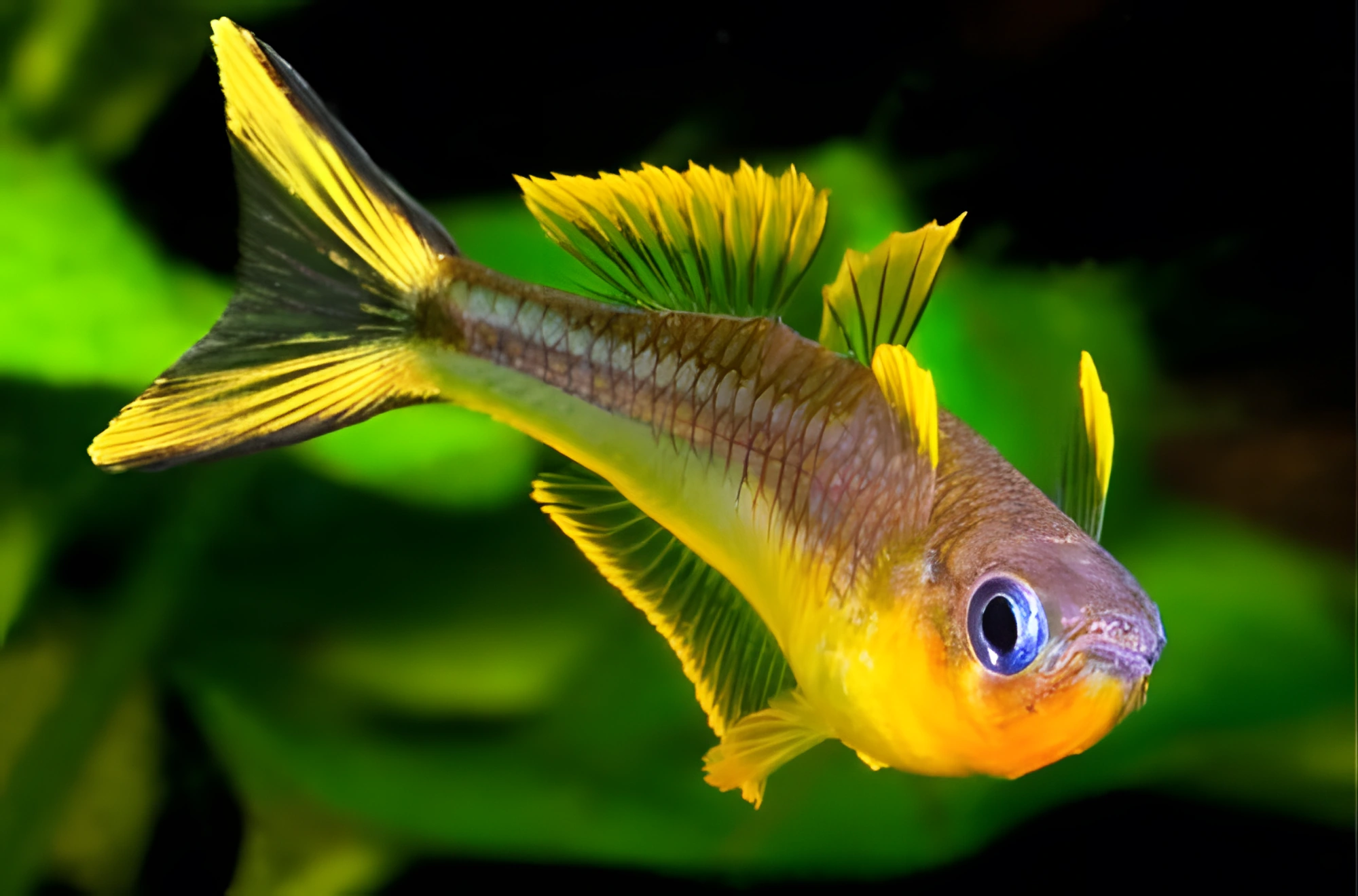 Fotografía del pez de acuario Ojo azul de cola bifurcada