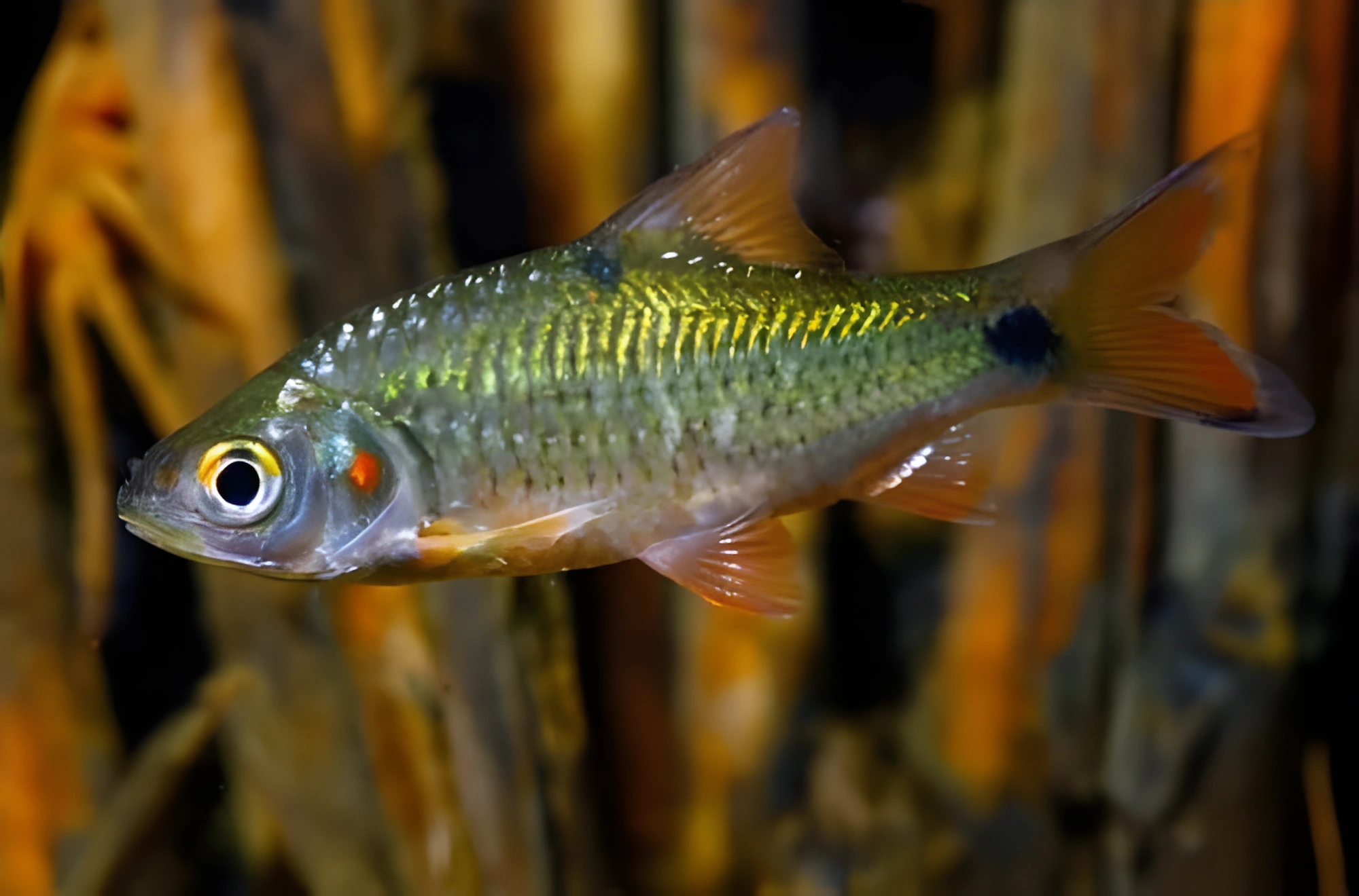 Fotografía del pez de acuario Barbo de Java