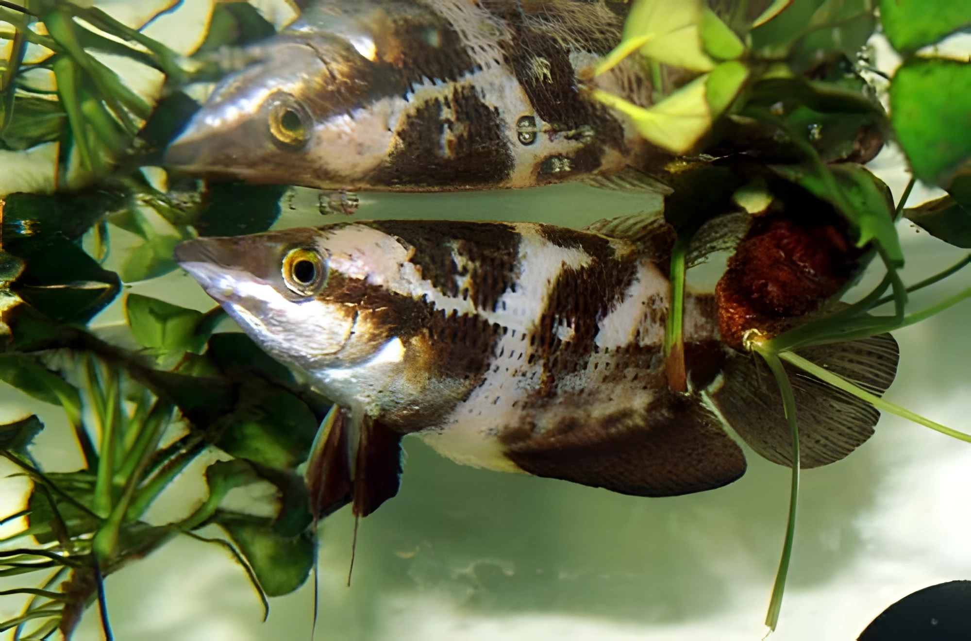Fotografía del pez de acuario Gurami pensativo