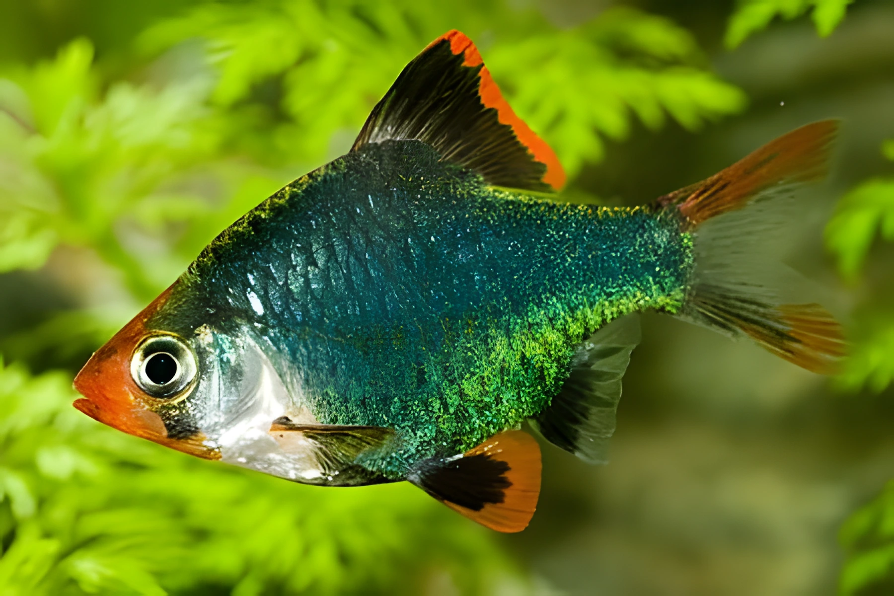 Fotografía del pez de acuario Barbo Verde