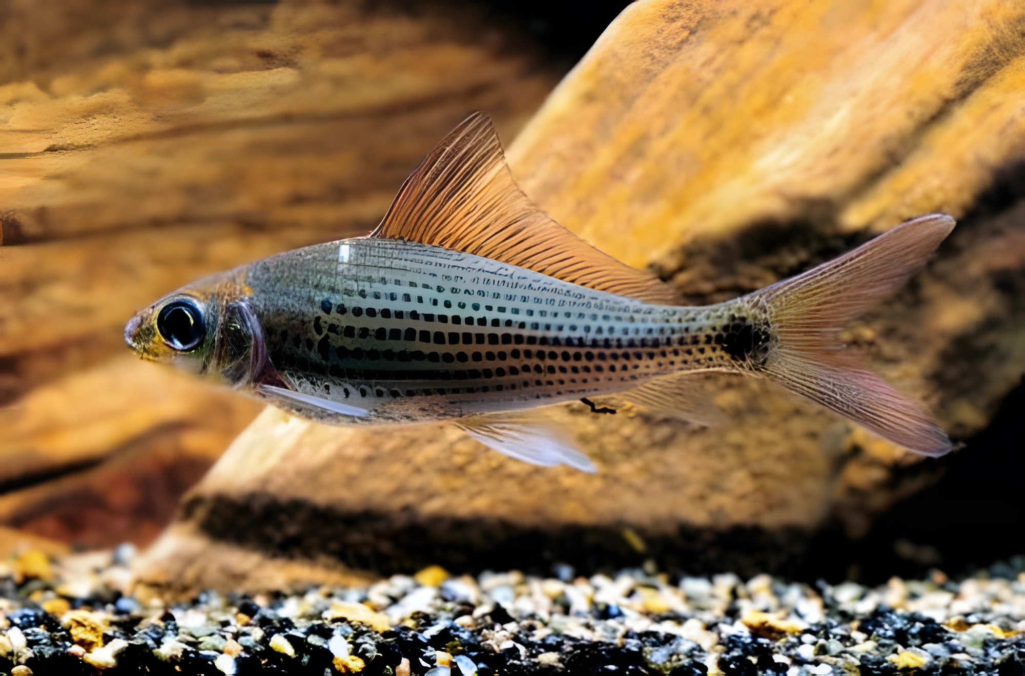 Fotografía del pez de acuario Barbo de labios duros