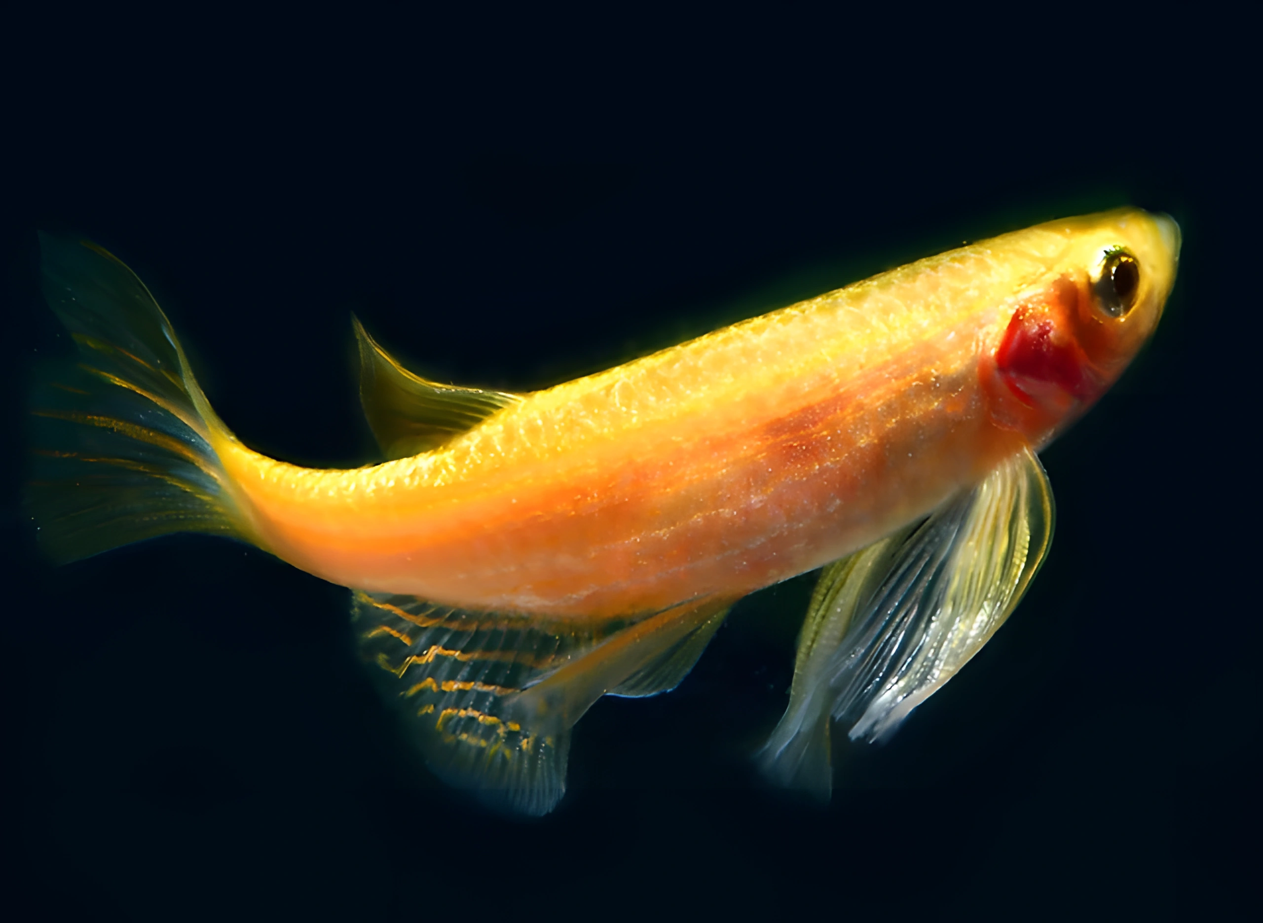 Fotografía del pez de acuario El Danio Cebra Dorado