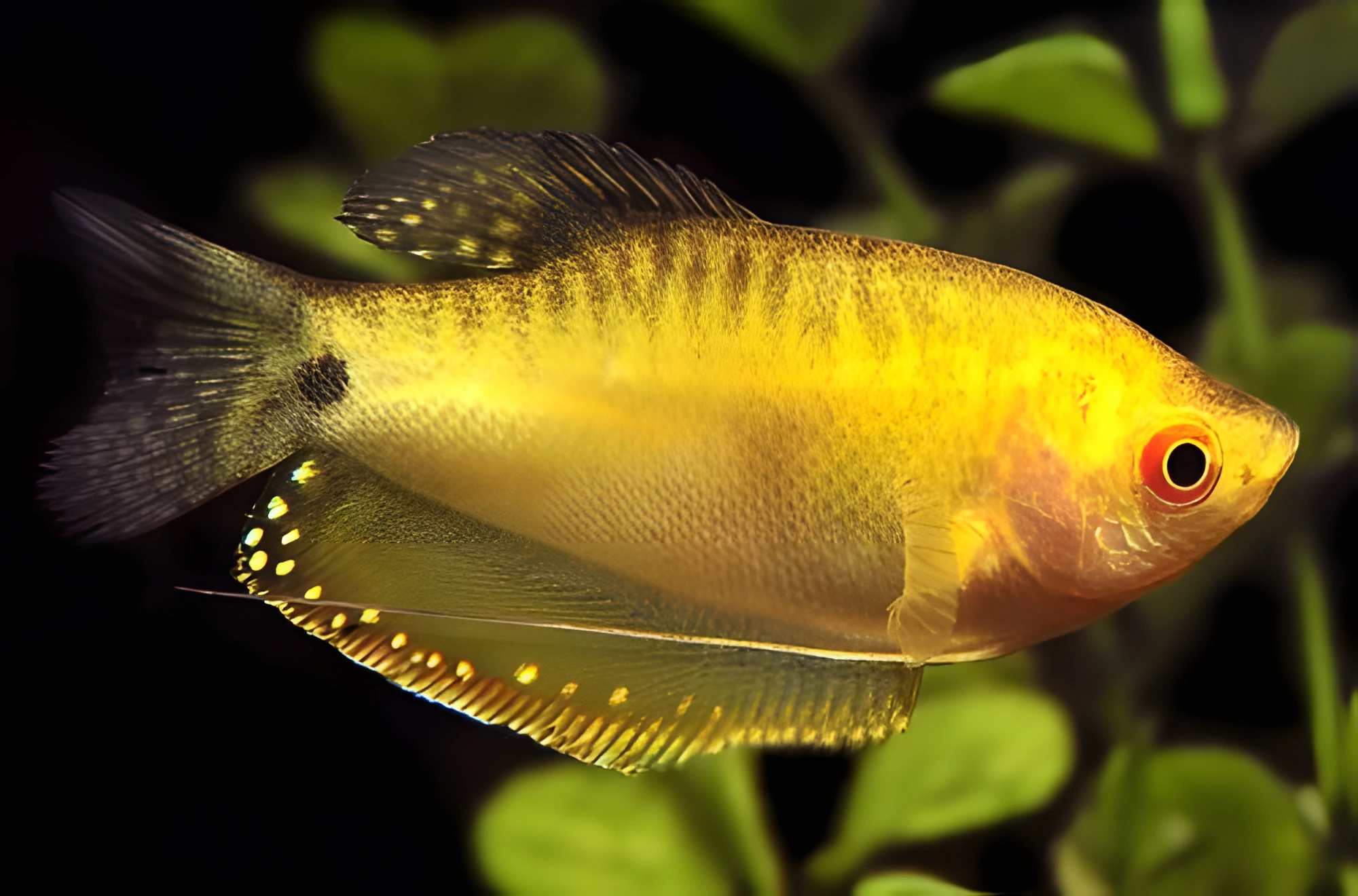 Fotografía del pez de acuario Gurami Dorado
